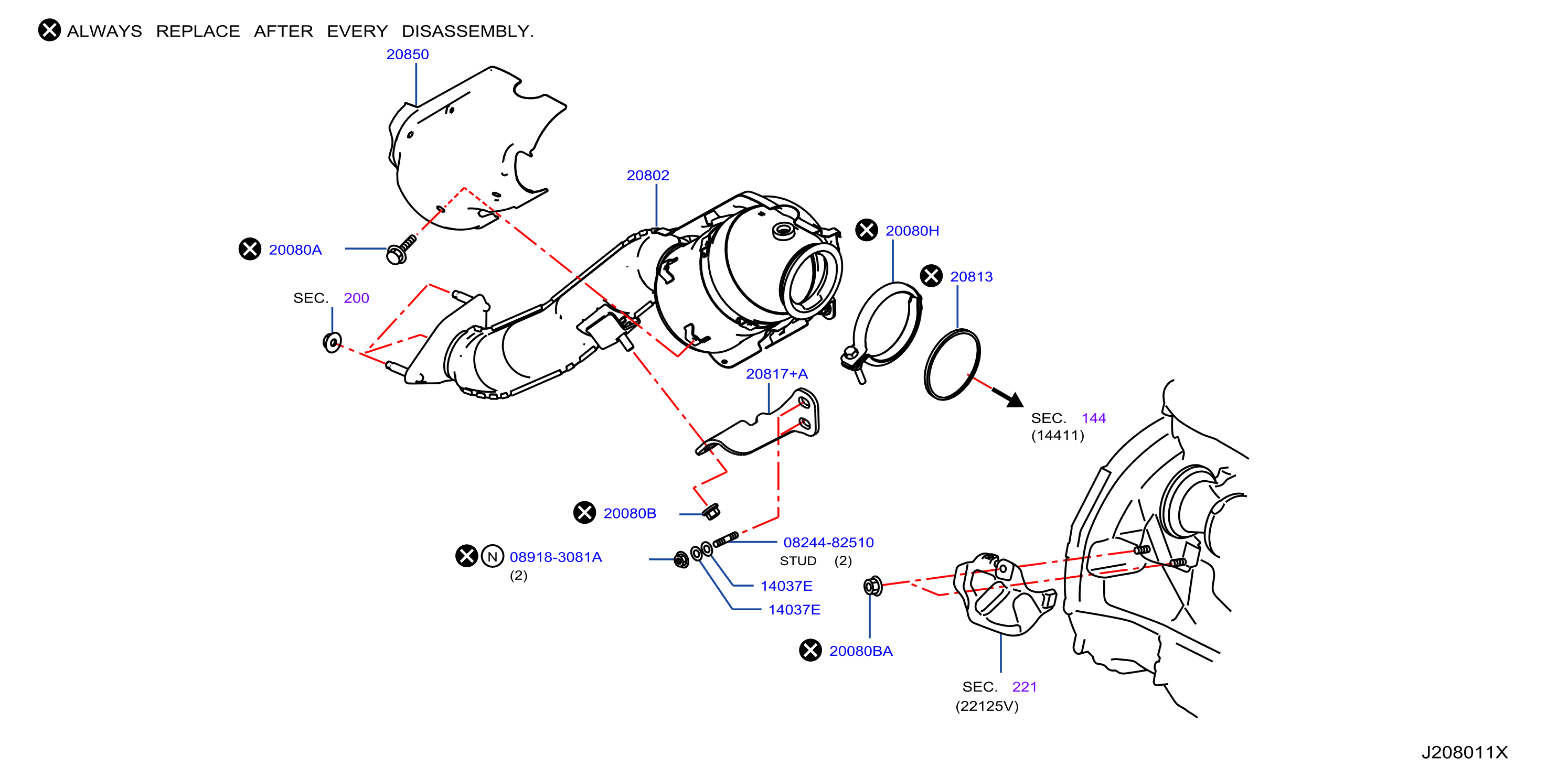 Diagram CATALYST CONVERTER,EXHAUST FUEL & URE IN for your INFINITI G20  