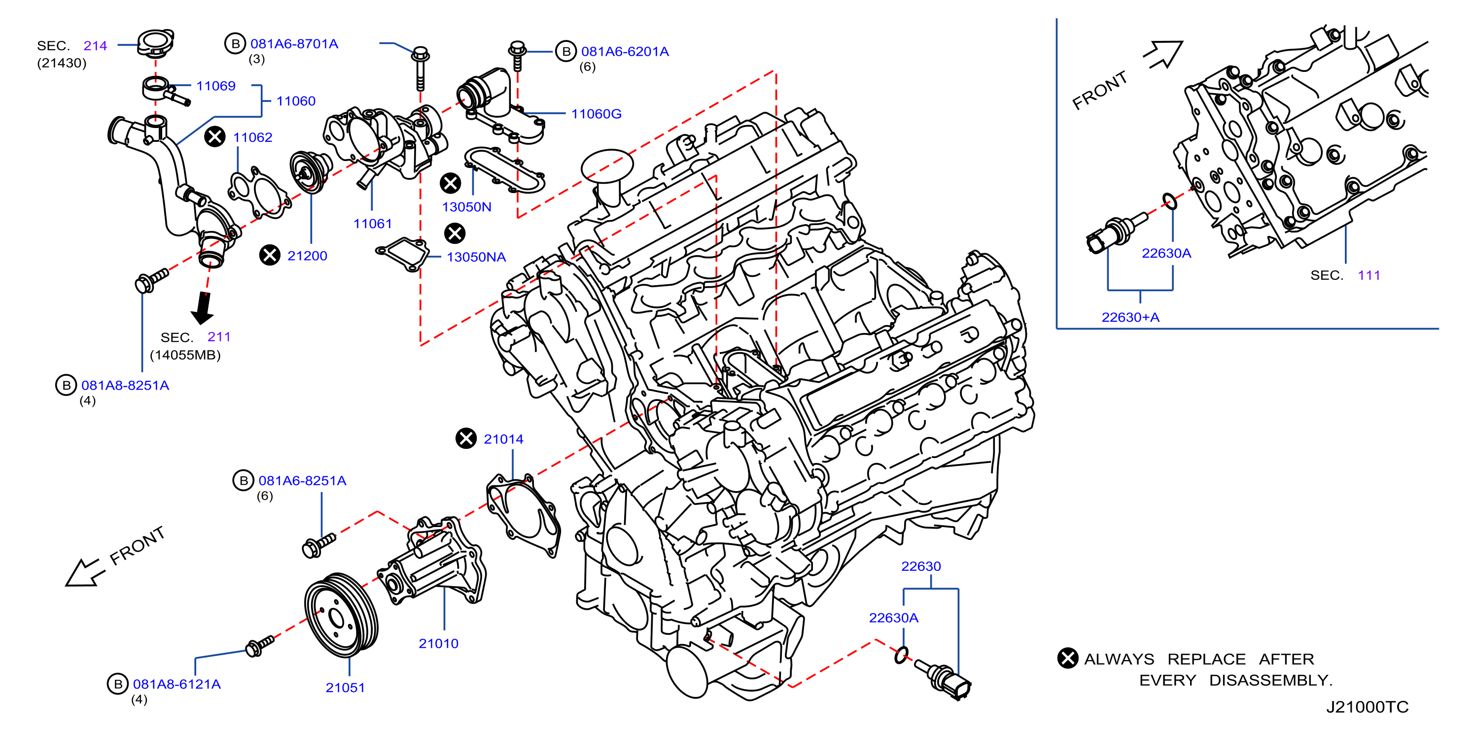 Diagram WATER PUMP, COOLING FAN & THERMOSTAT for your INFINITI