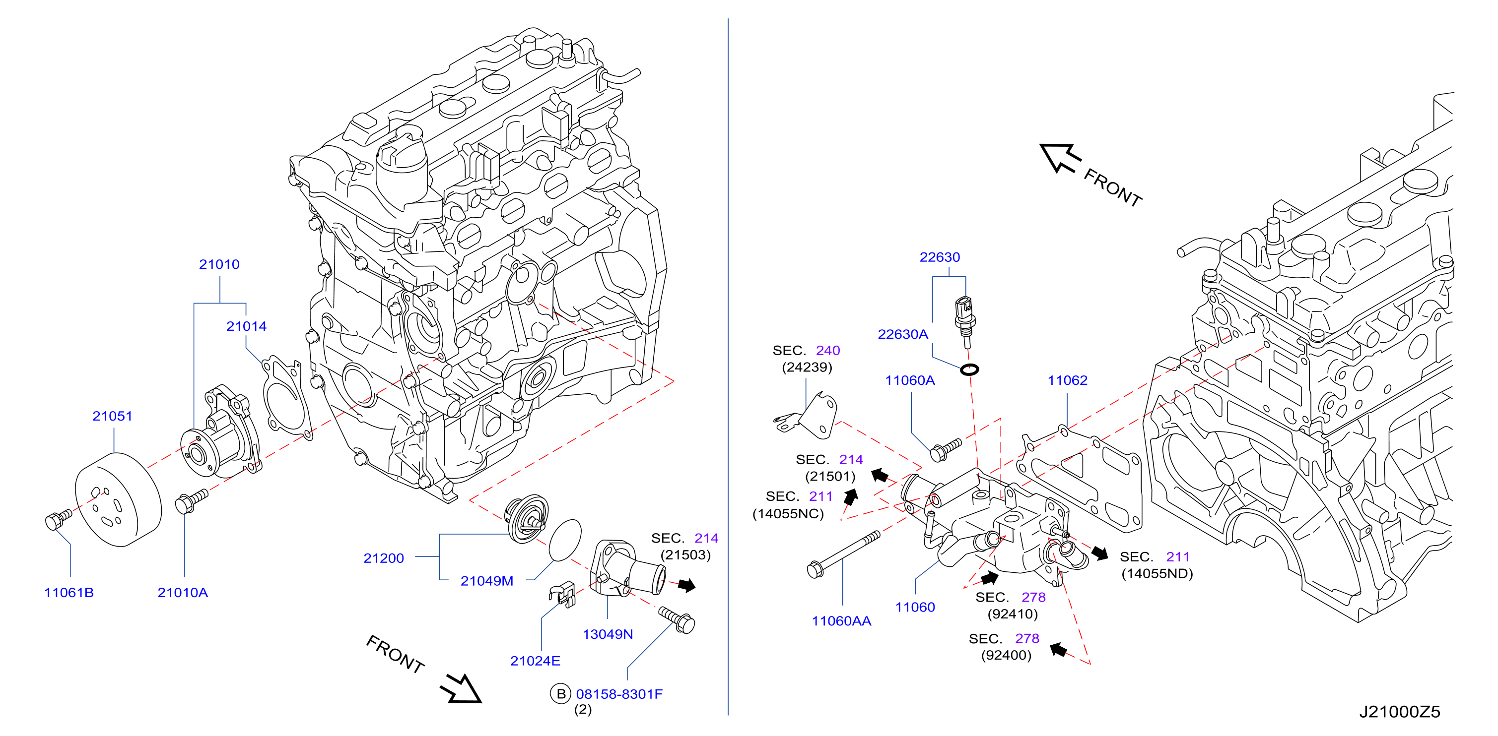 Diagram BOMBA AGUA, VENT REFRI Y TERMOSTATO for your 2011 Nissan Versa   