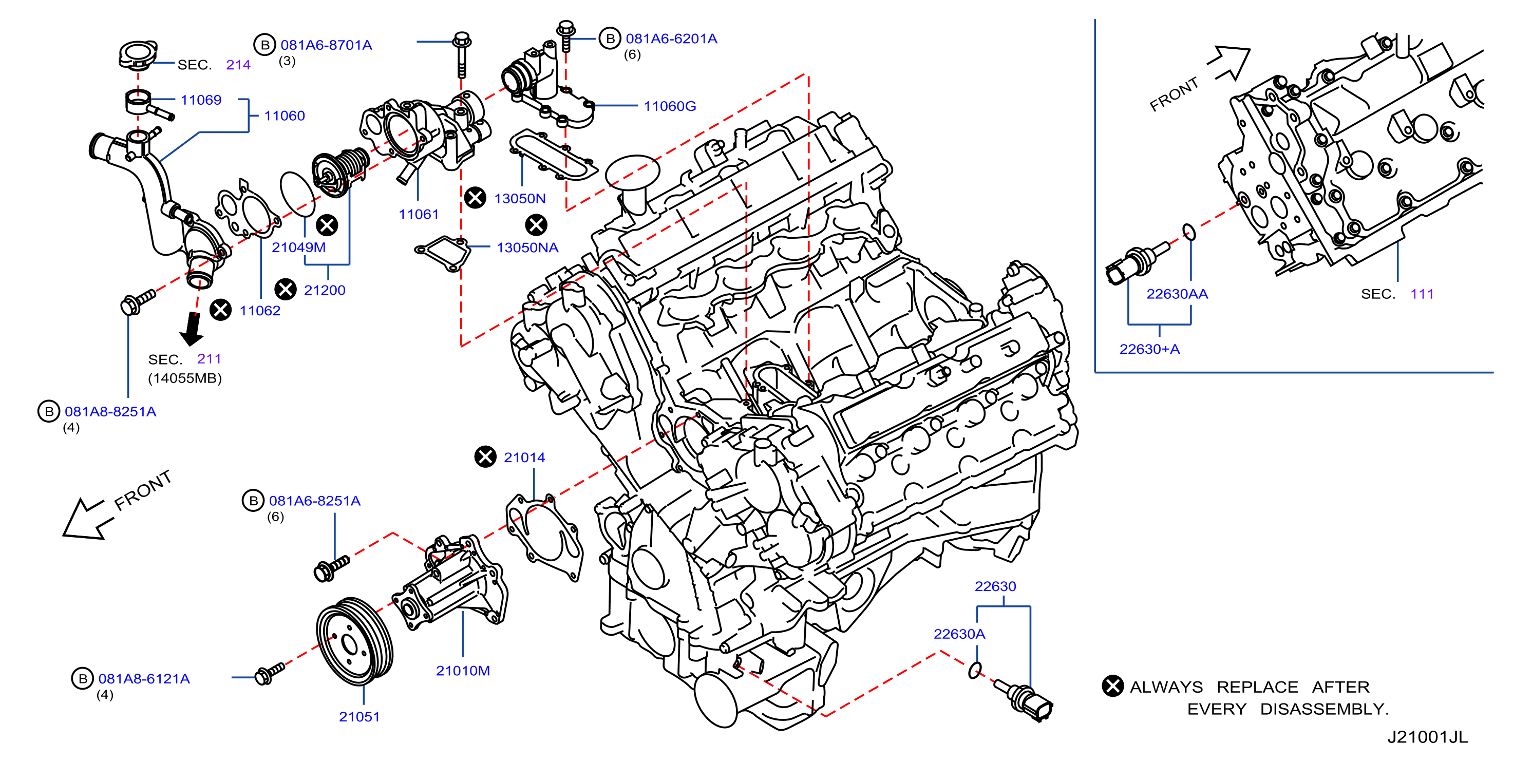 Diagram WATER PUMP, COOLING FAN & THERMOSTAT for your INFINITI M56  