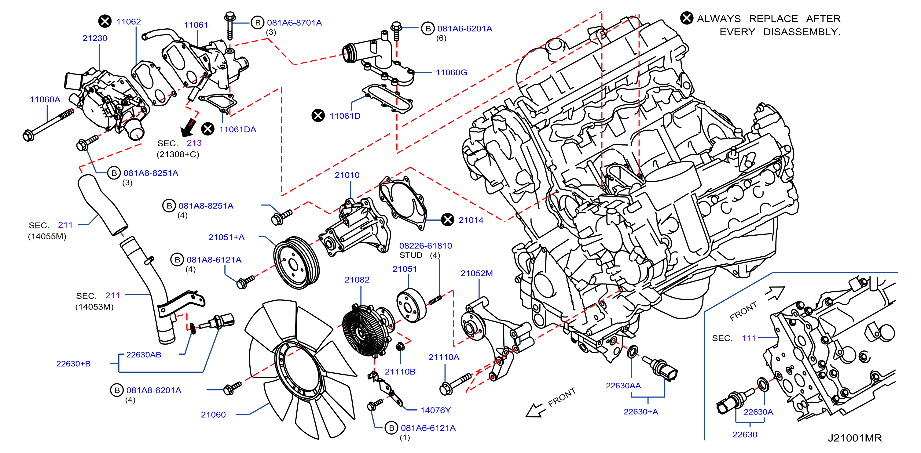 Diagram WATER PUMP, COOLING FAN & THERMOSTAT for your 2011 INFINITI QX56   