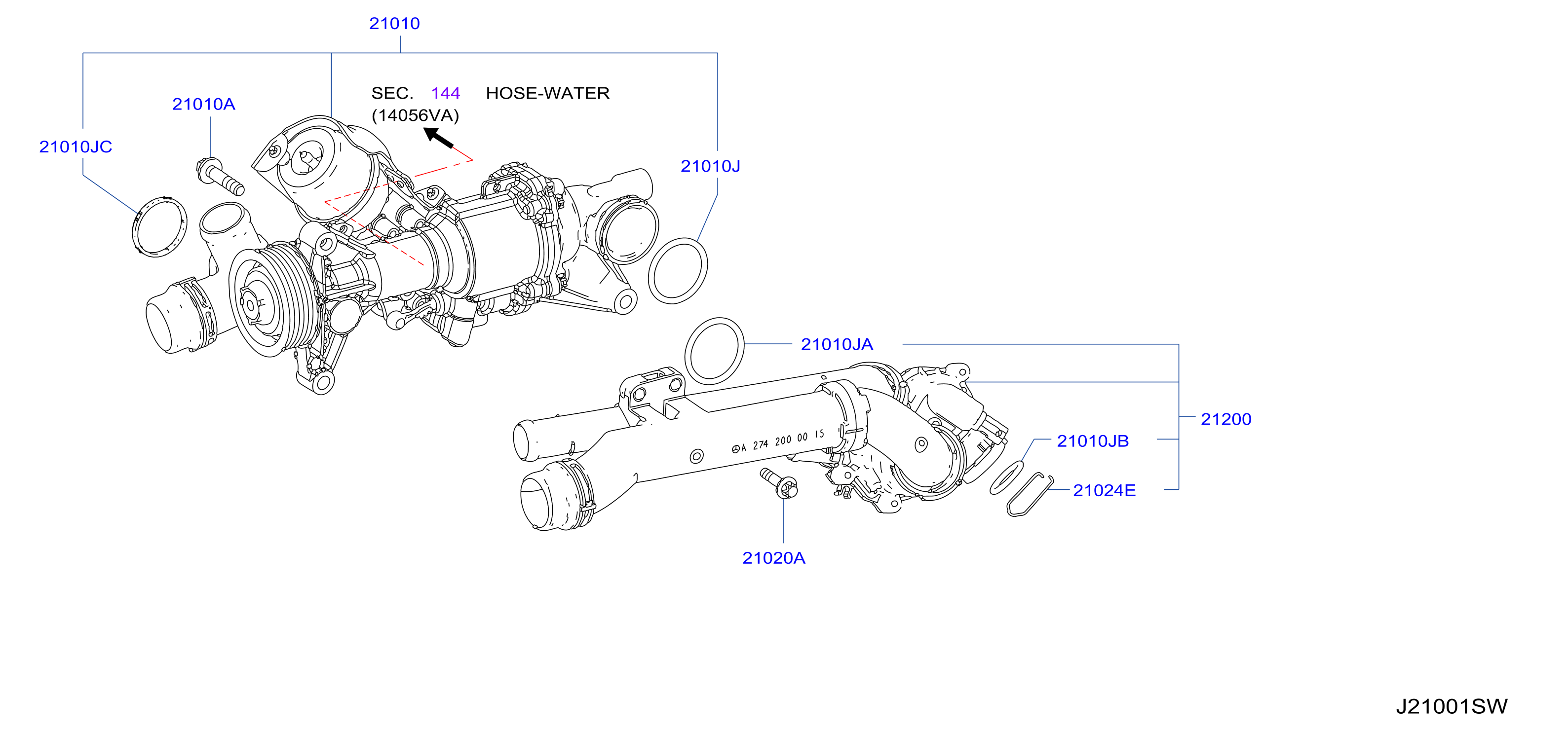 Diagram WATER PUMP, COOLING FAN & THERMOSTAT for your 1994 INFINITI J30   