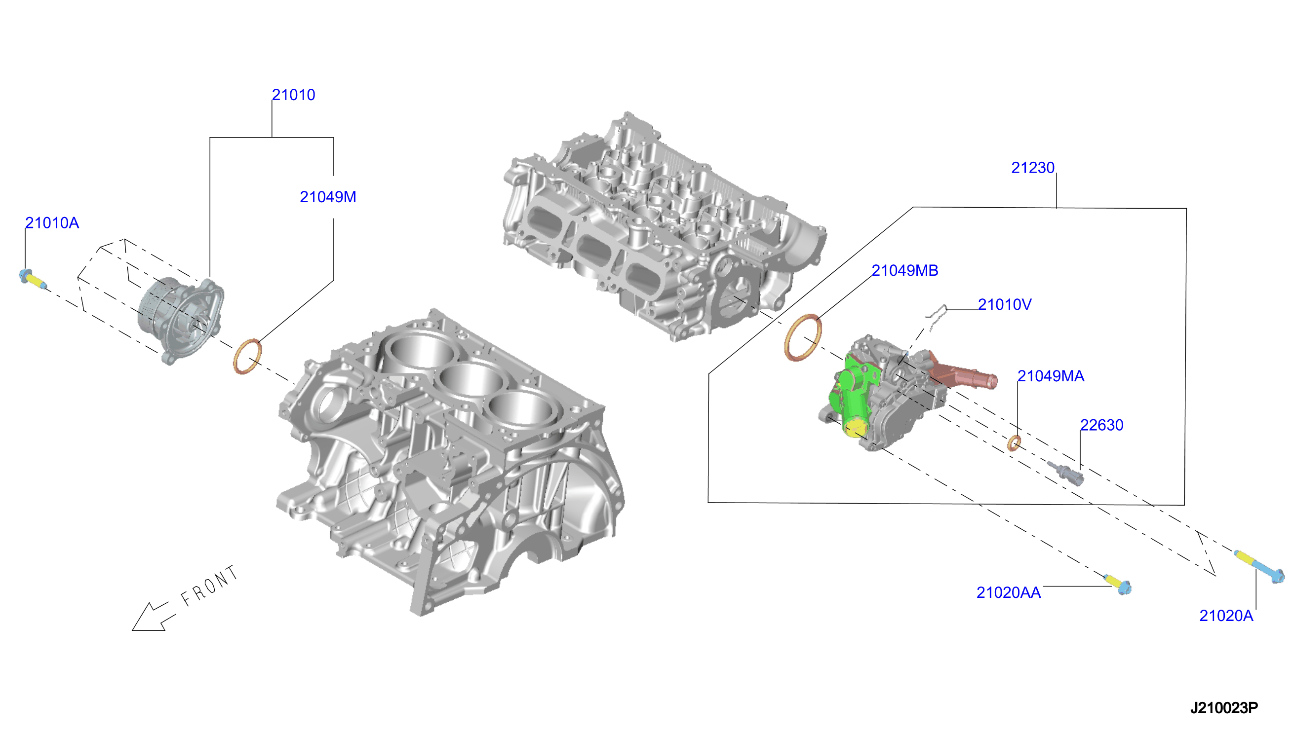 Diagram WATER PUMP, COOLING FAN & THERMOSTAT for your Nissan Rogue  