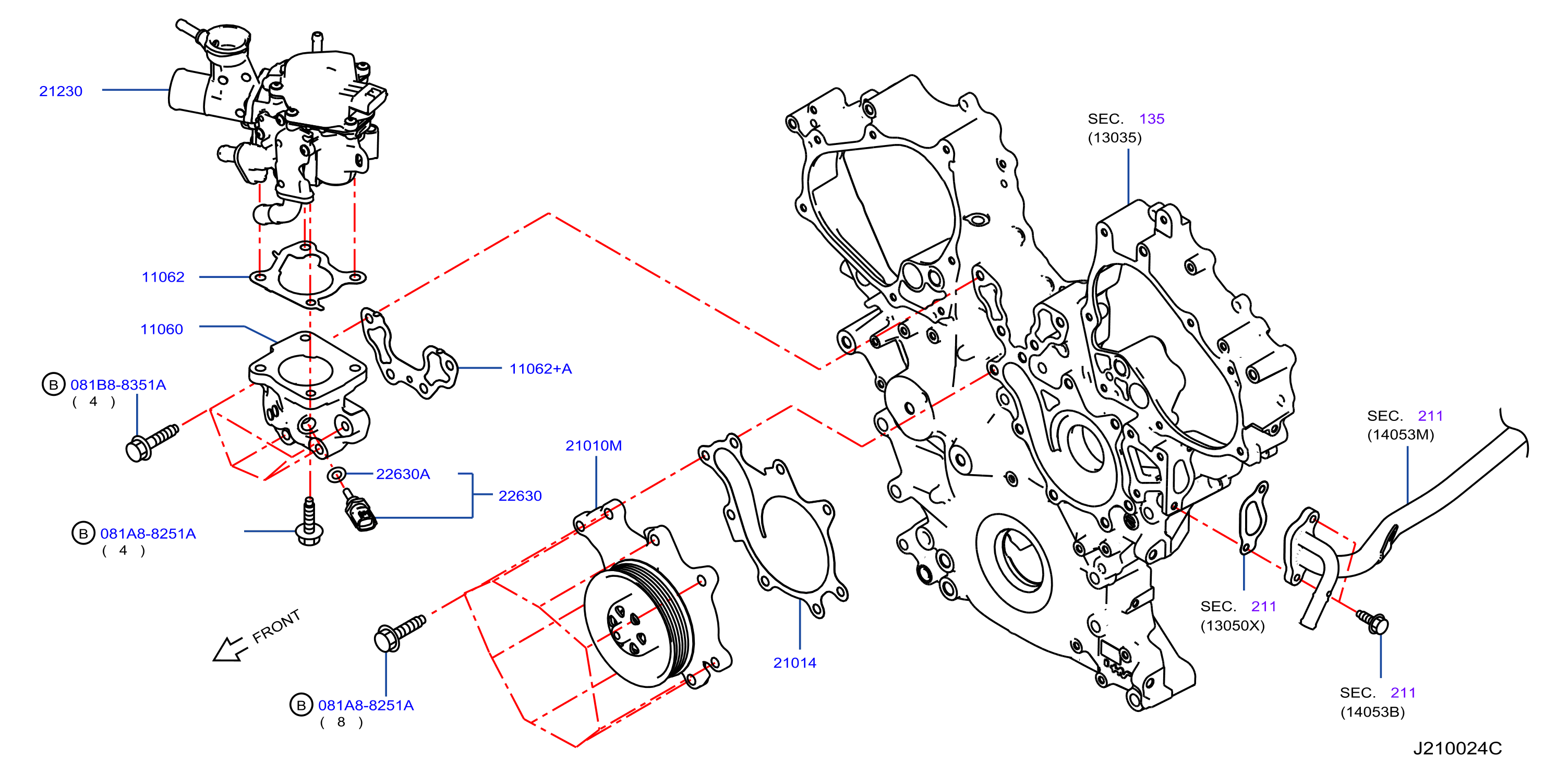 Diagram WATER PUMP, COOLING FAN & THERMOSTAT for your 2010 Nissan Cube   