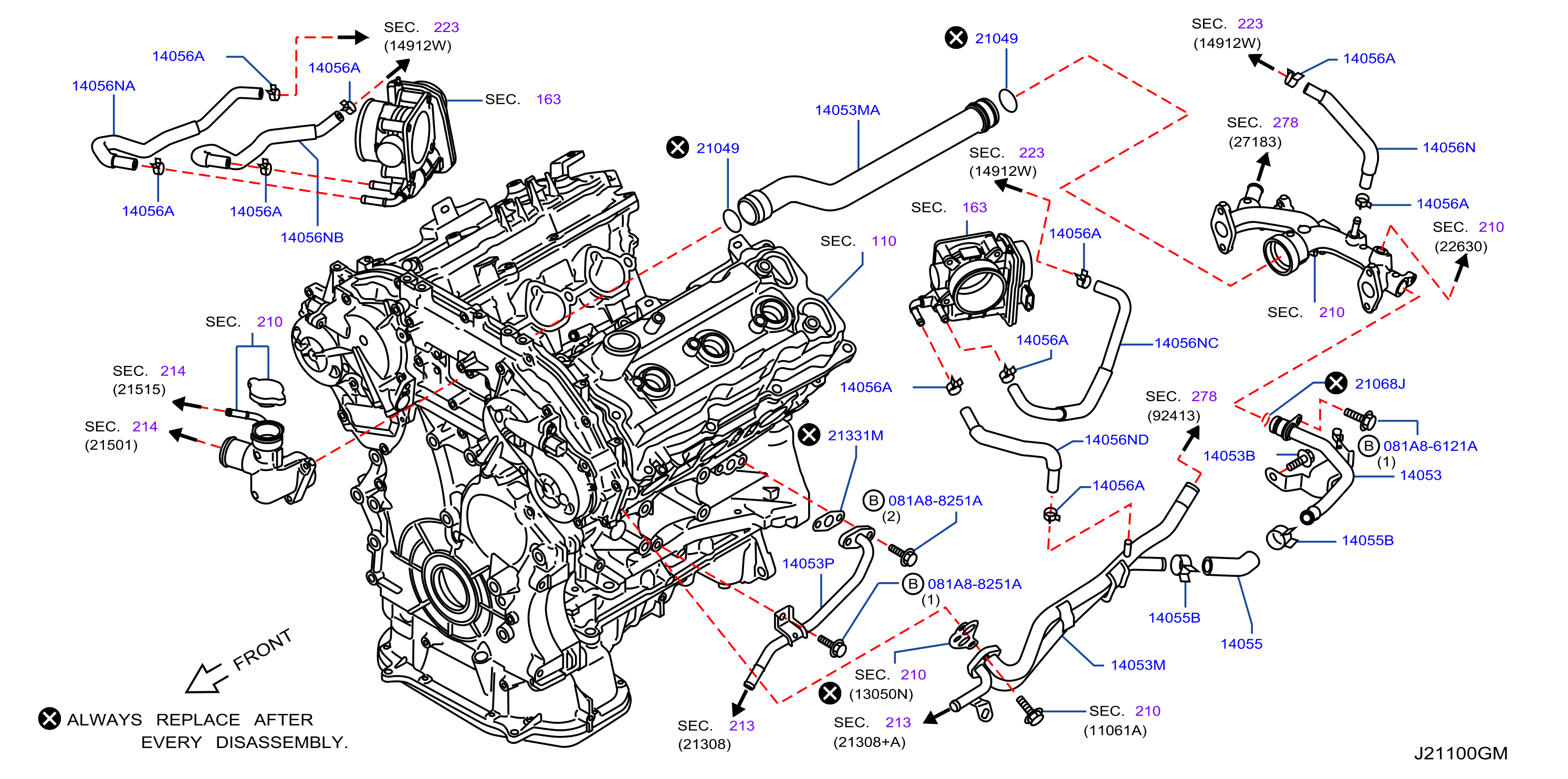Diagram WATER HOSE & PIPING for your 2007 INFINITI G35   