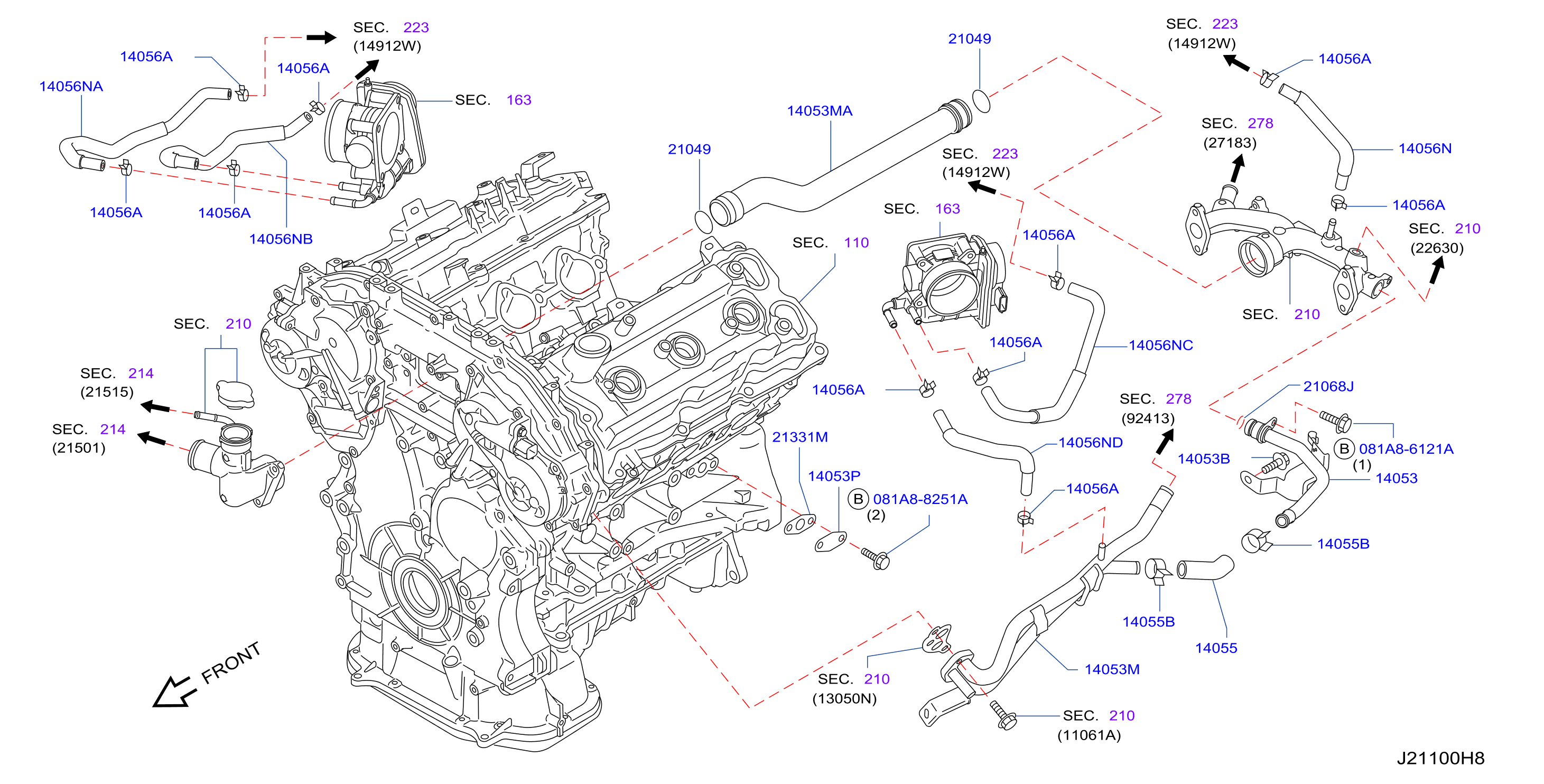 Diagram WATER HOSE & PIPING for your 2011 Nissan Murano S 3.5L V6 CVT AWD 