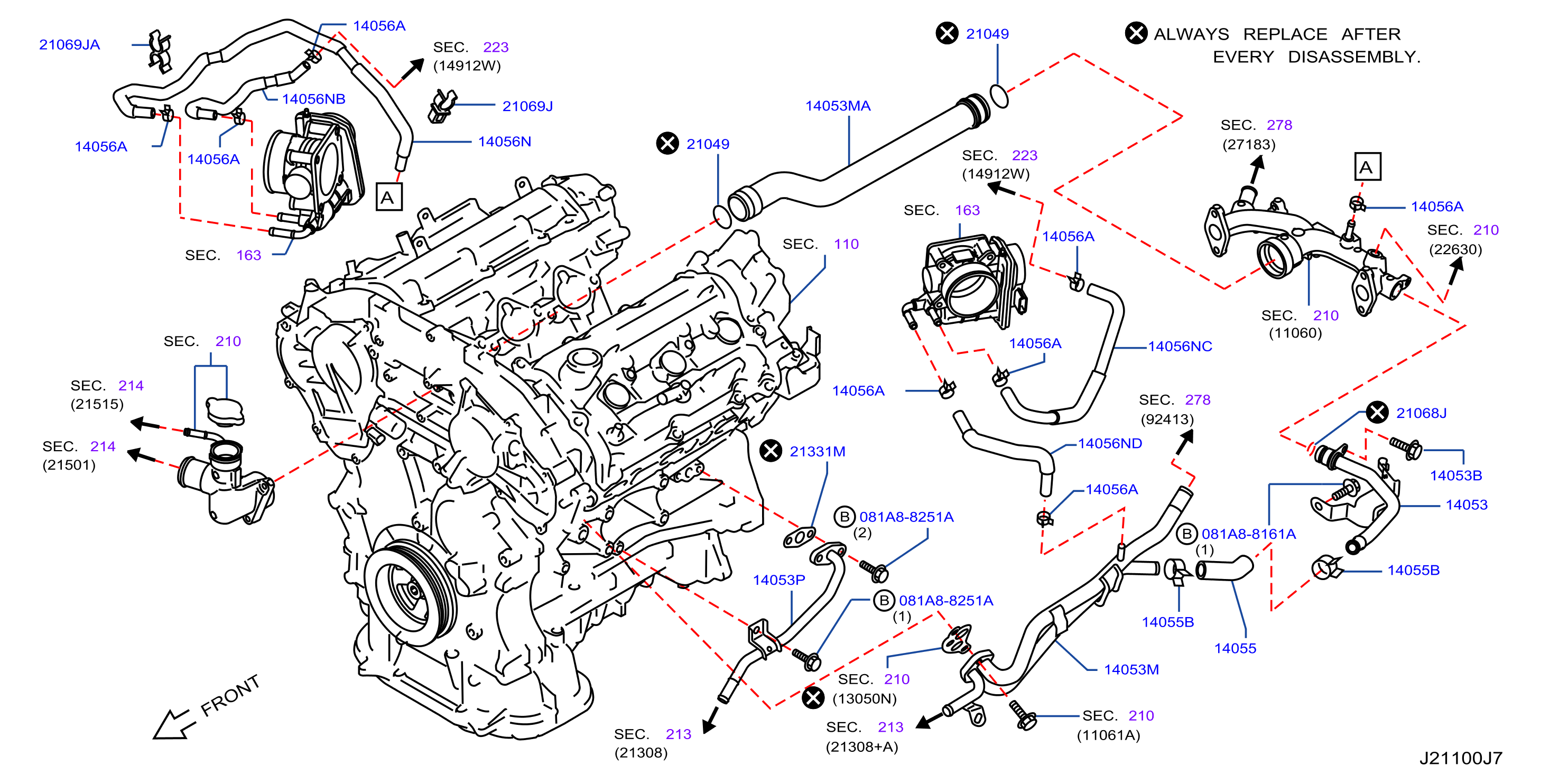 Diagram WATER HOSE & PIPING for your 2012 INFINITI Q40   