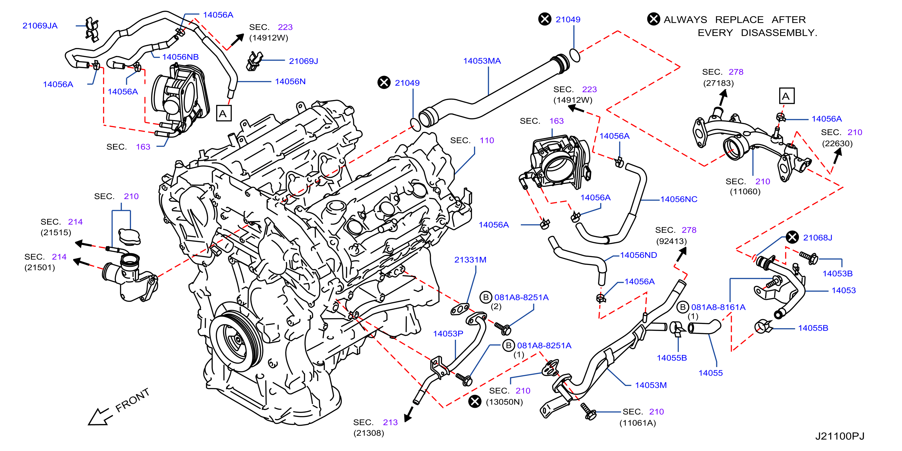 Diagram WATER HOSE & PIPING for your 1996 INFINITI