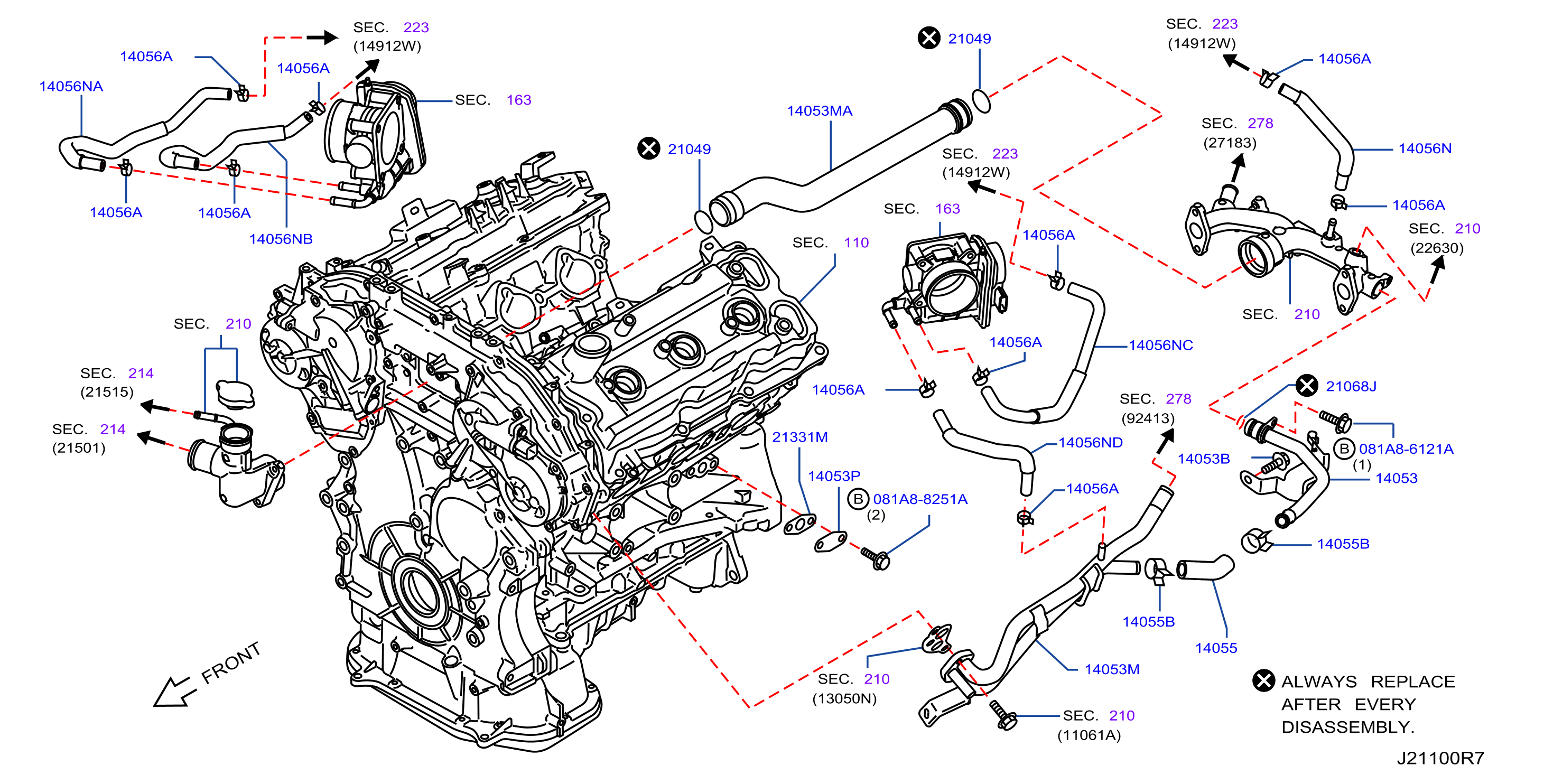 Diagram WATER HOSE & PIPING for your 2010 INFINITI EX35   