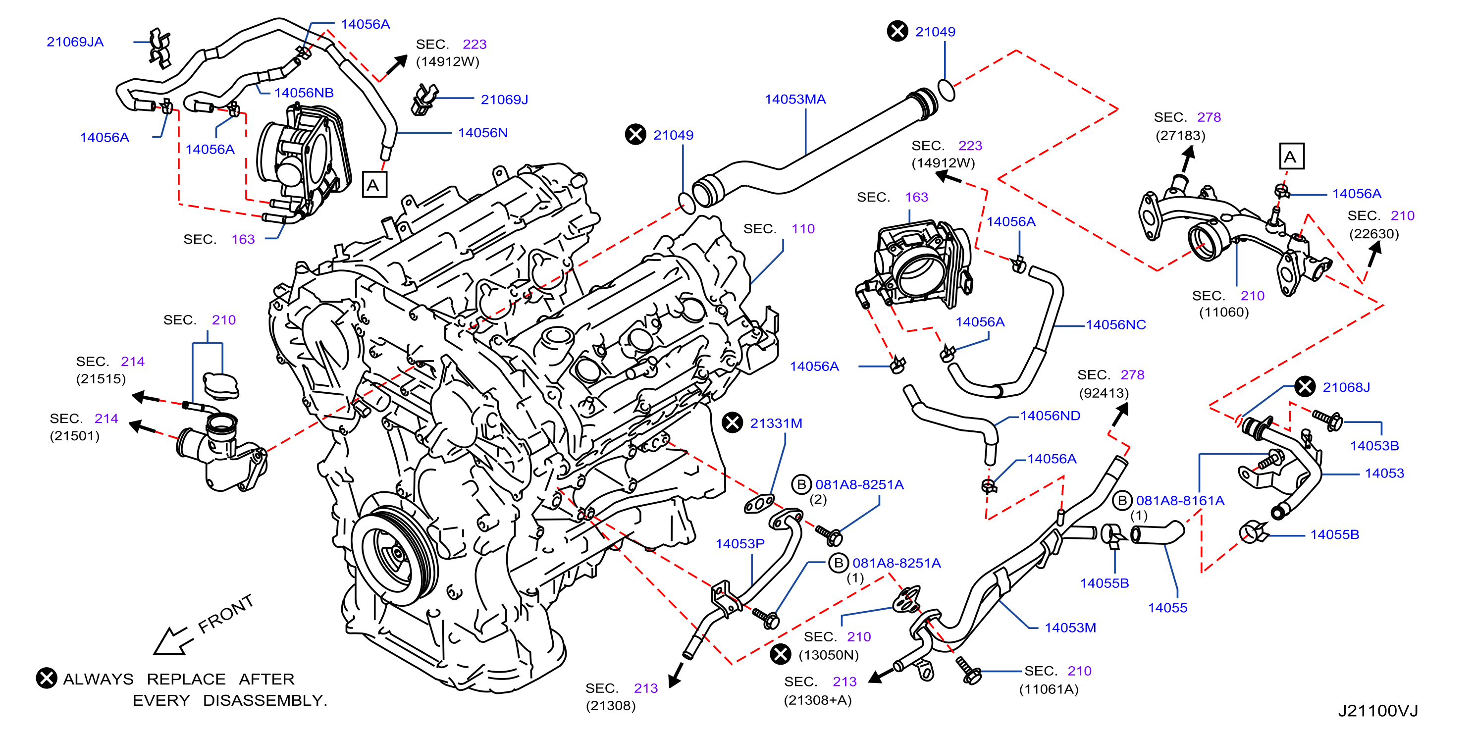 Diagram WATER HOSE & PIPING for your 2010 INFINITI G37X   