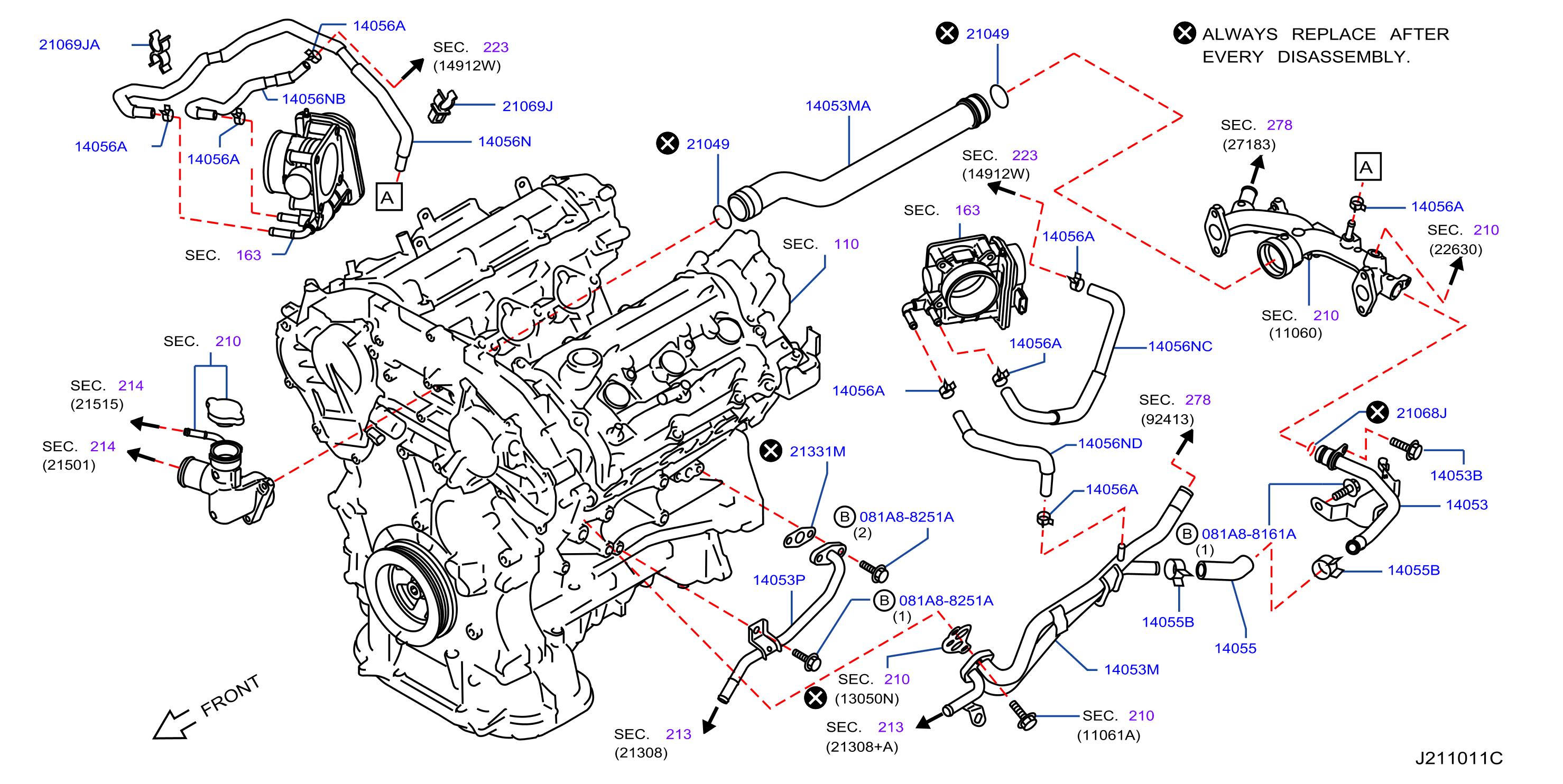 Diagram WATER HOSE & PIPING for your 1995 INFINITI