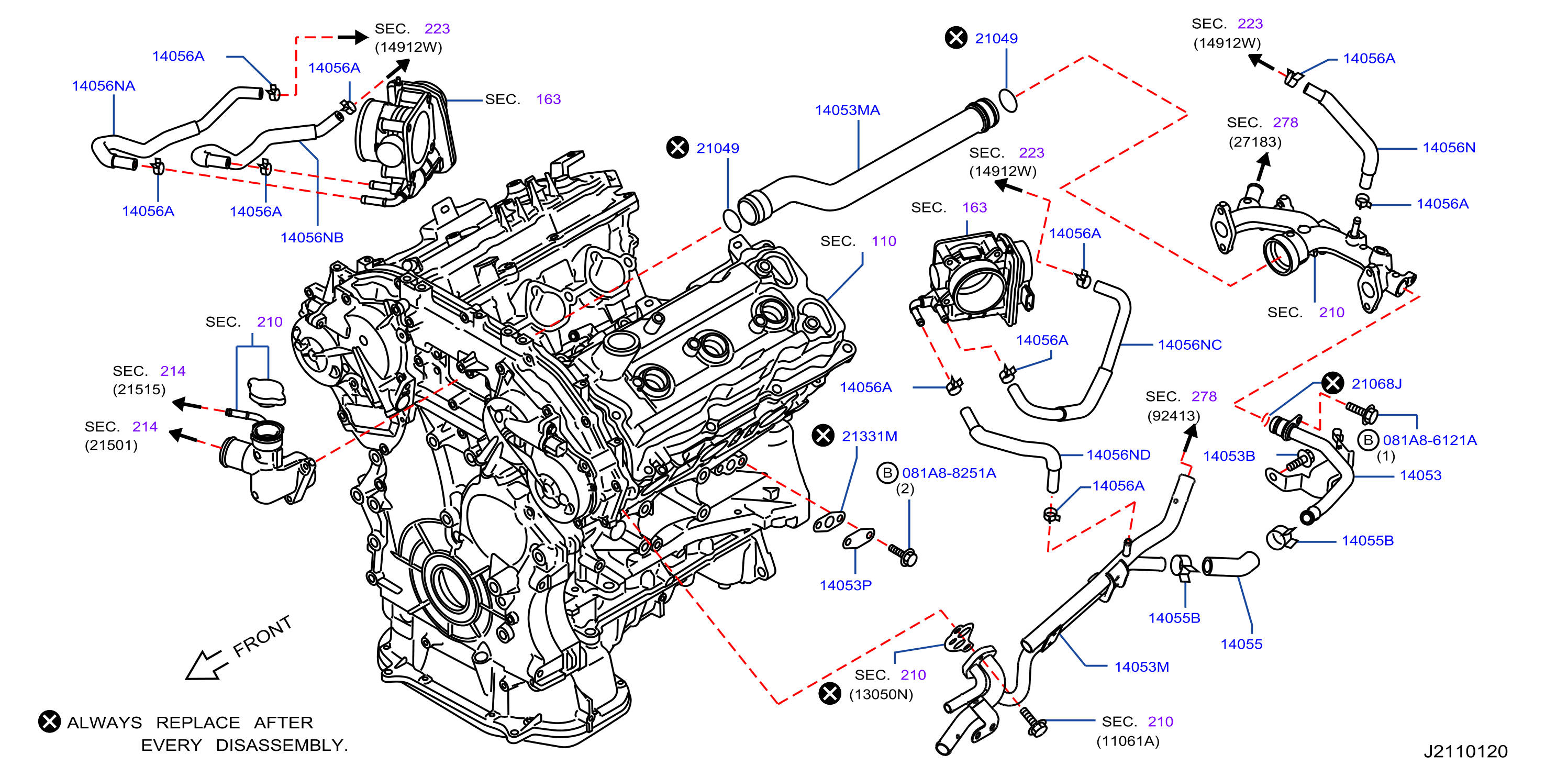 Diagram WATER HOSE & PIPING for your 2015 INFINITI Q50   