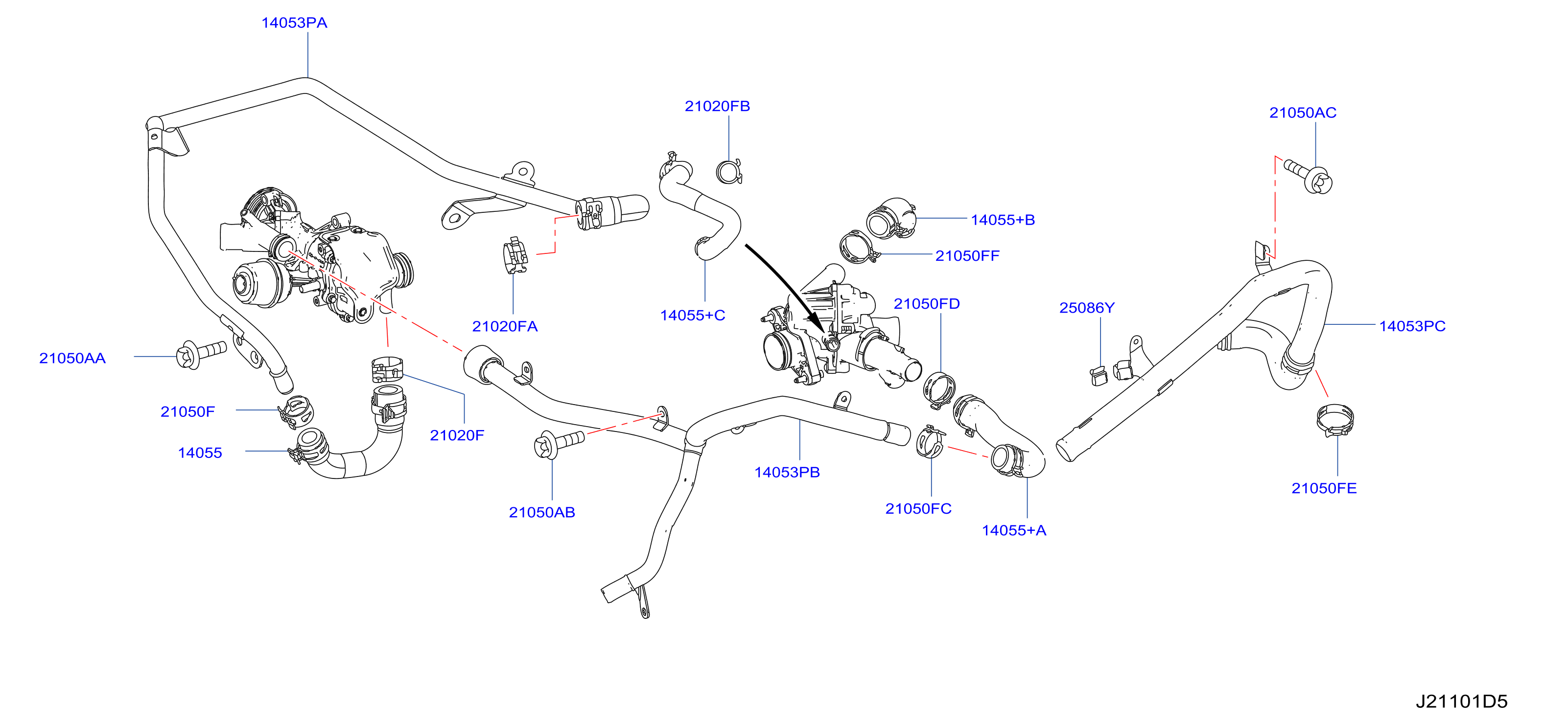 Diagram WATER HOSE & PIPING for your 1999 INFINITI I30   