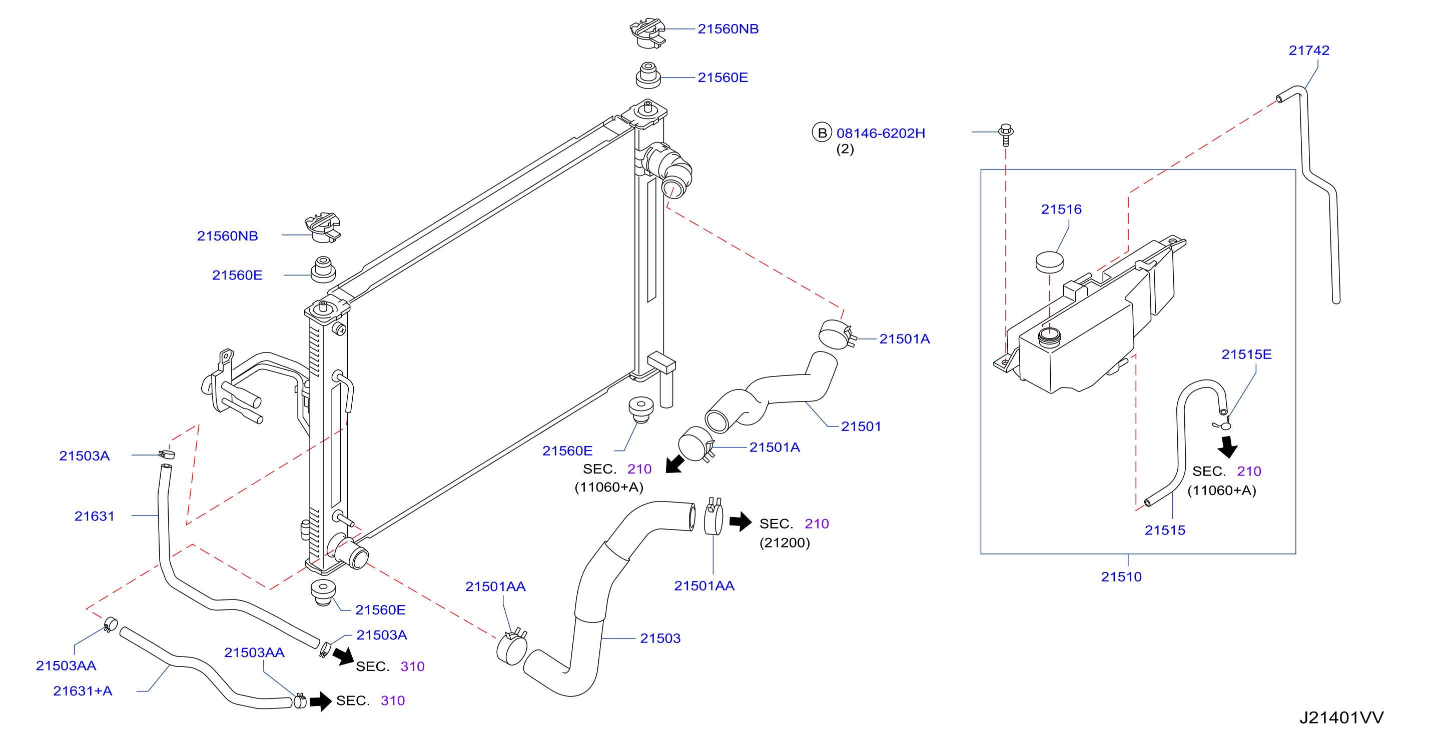 Diagram RADIATOR,SHROUD & INVERTER COOLING for your 2006 INFINITI M35   