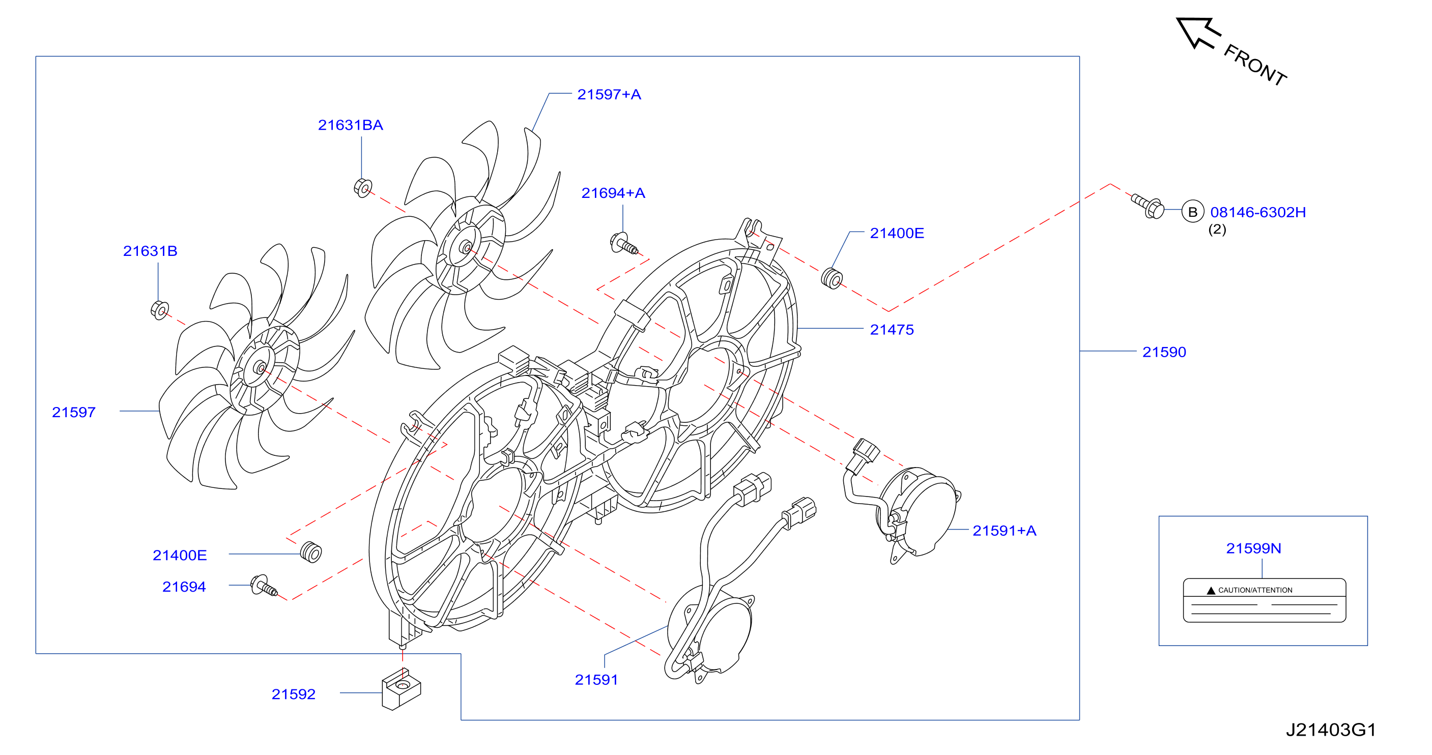 Diagram RADIADOR, CUBIERTA & ENFRIAMIENT INVERSOR for your 2016 Nissan 240SX   