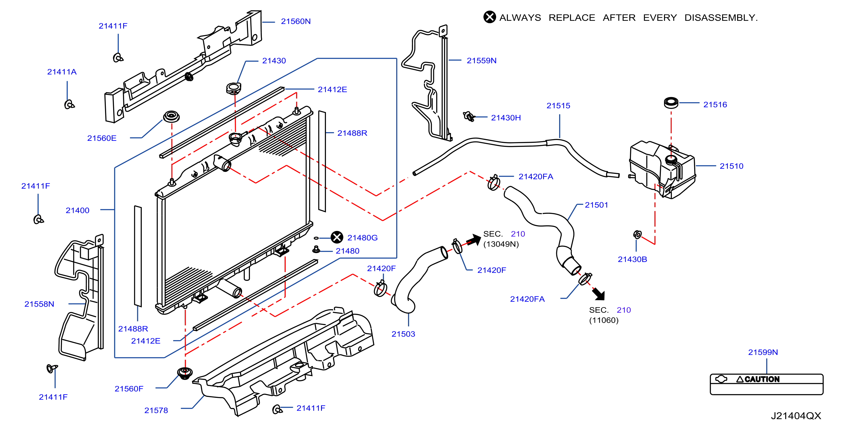 Diagram RADIATOR,SHROUD & INVERTER COOLING for your Nissan Rogue  