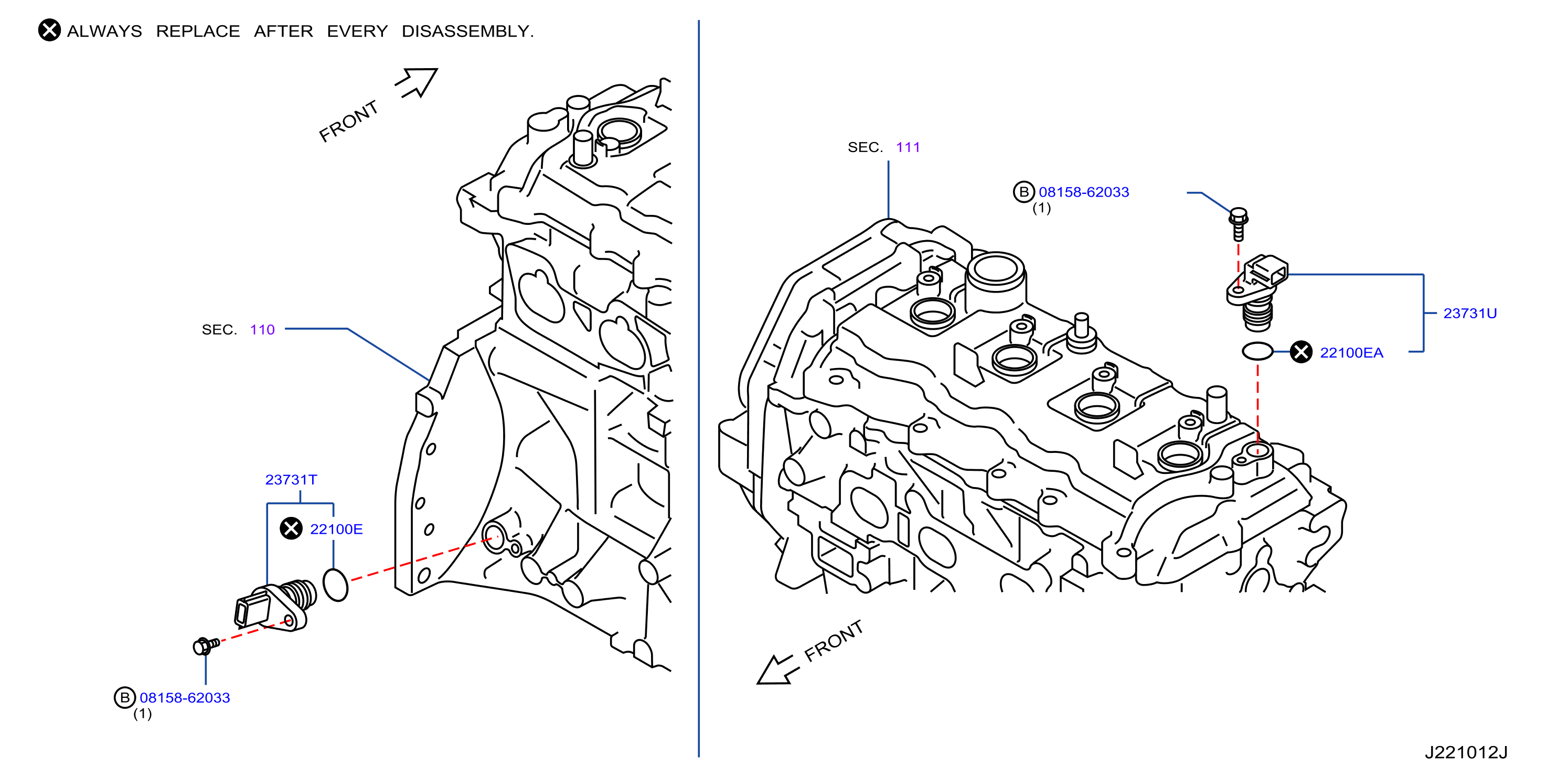 Nissan Rogue Engine Camshaft Position Sensor - 23731-JA11B - Genuine ...