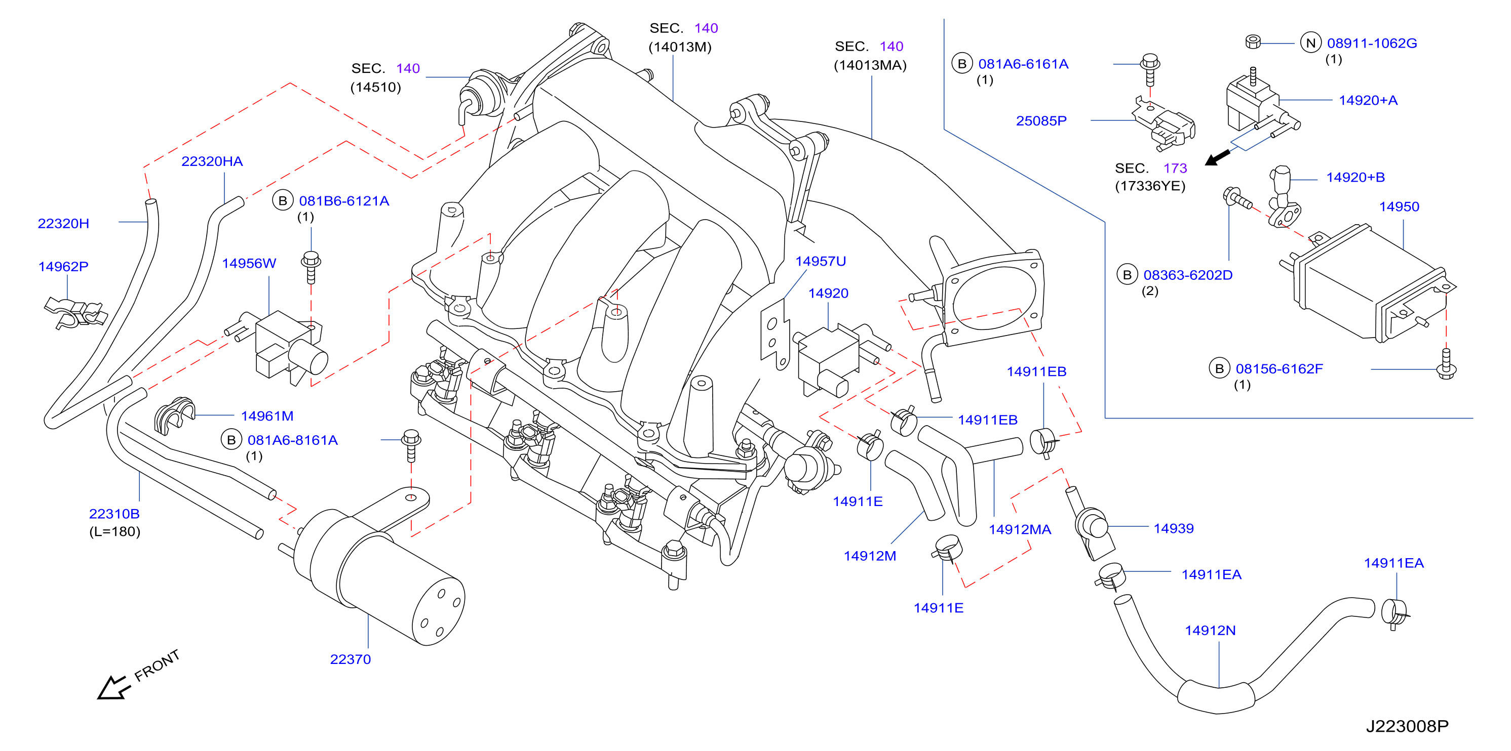 Diagram ENGINE CONTROL VACUUM PIPING for your Nissan Frontier  