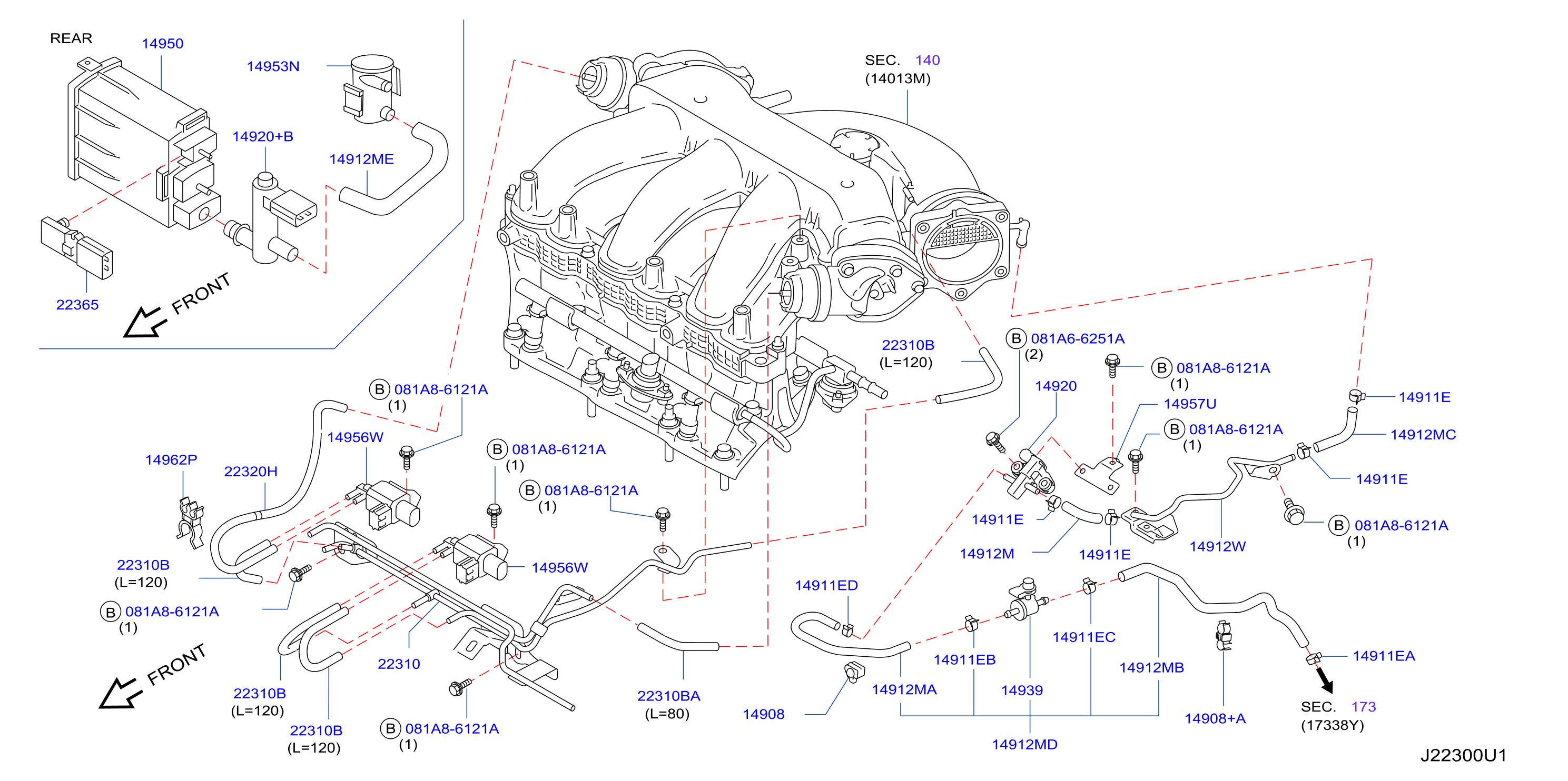 Diagram ENGINE CONTROL VACUUM PIPING for your Nissan Frontier  