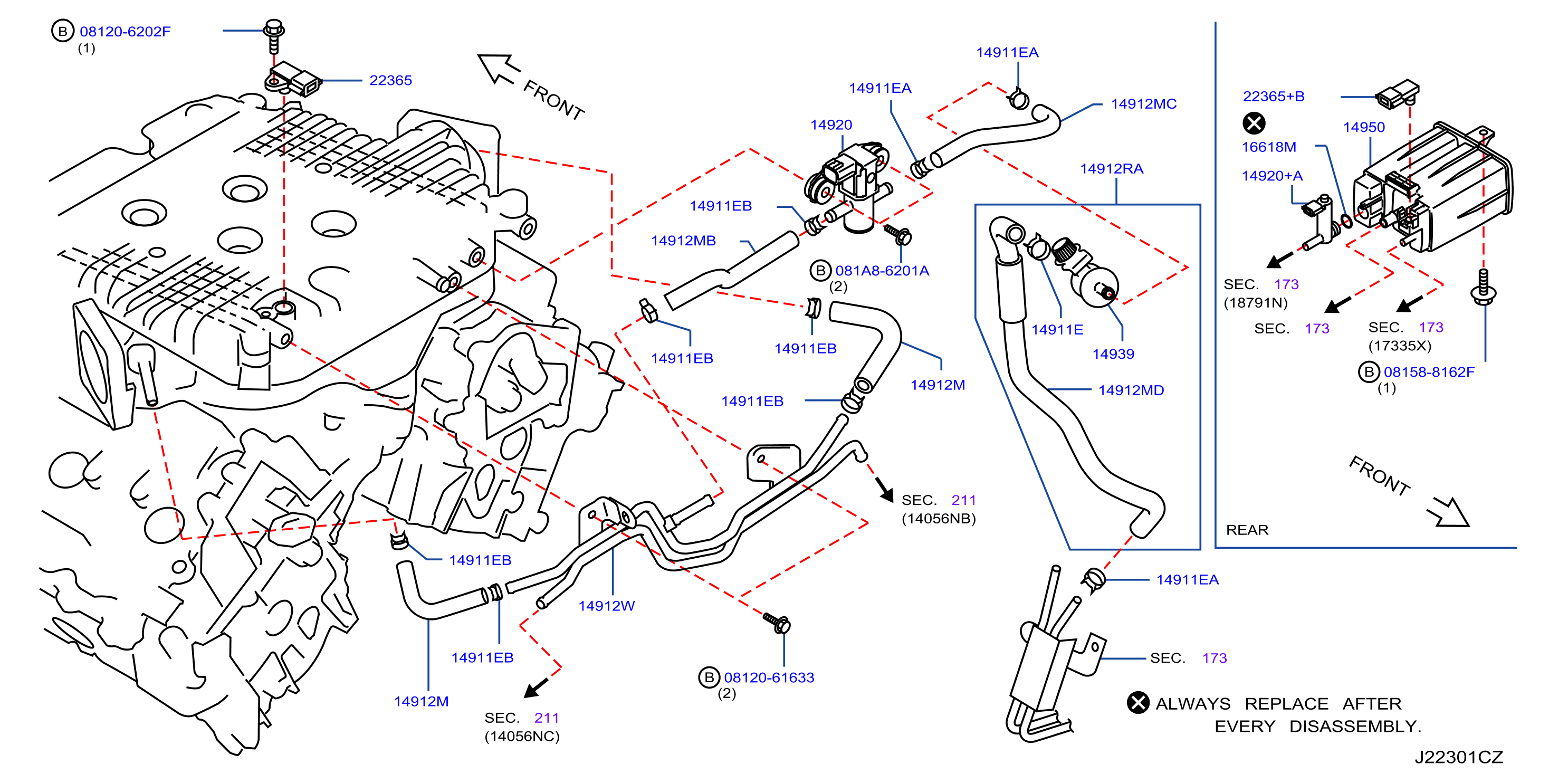 Diagram ENGINE CONTROL VACUUM PIPING for your 2011 INFINITI M56   