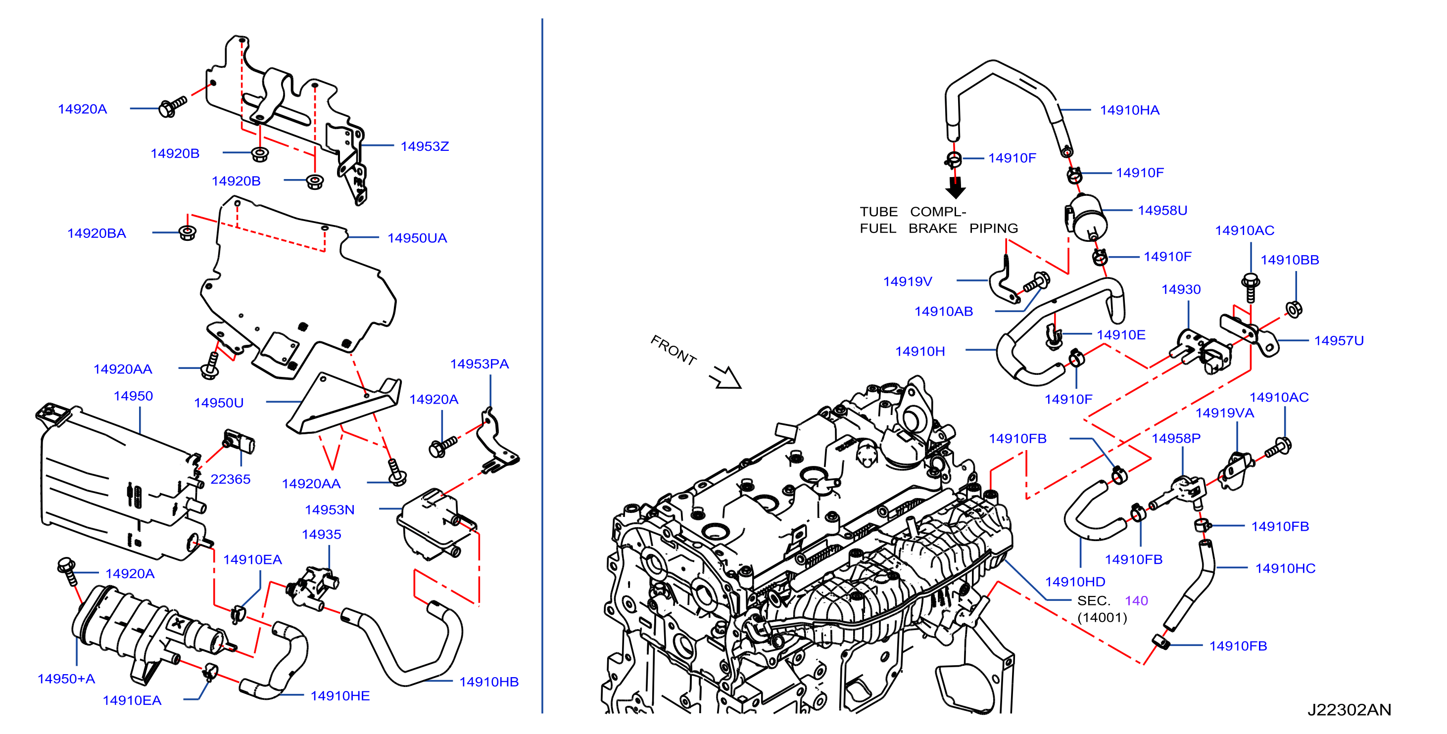 Diagram ENGINE CONTROL VACUUM PIPING for your 2022 INFINITI QX50 2.0L VC-Turbo CVT 2WD WAGON LUXE 
