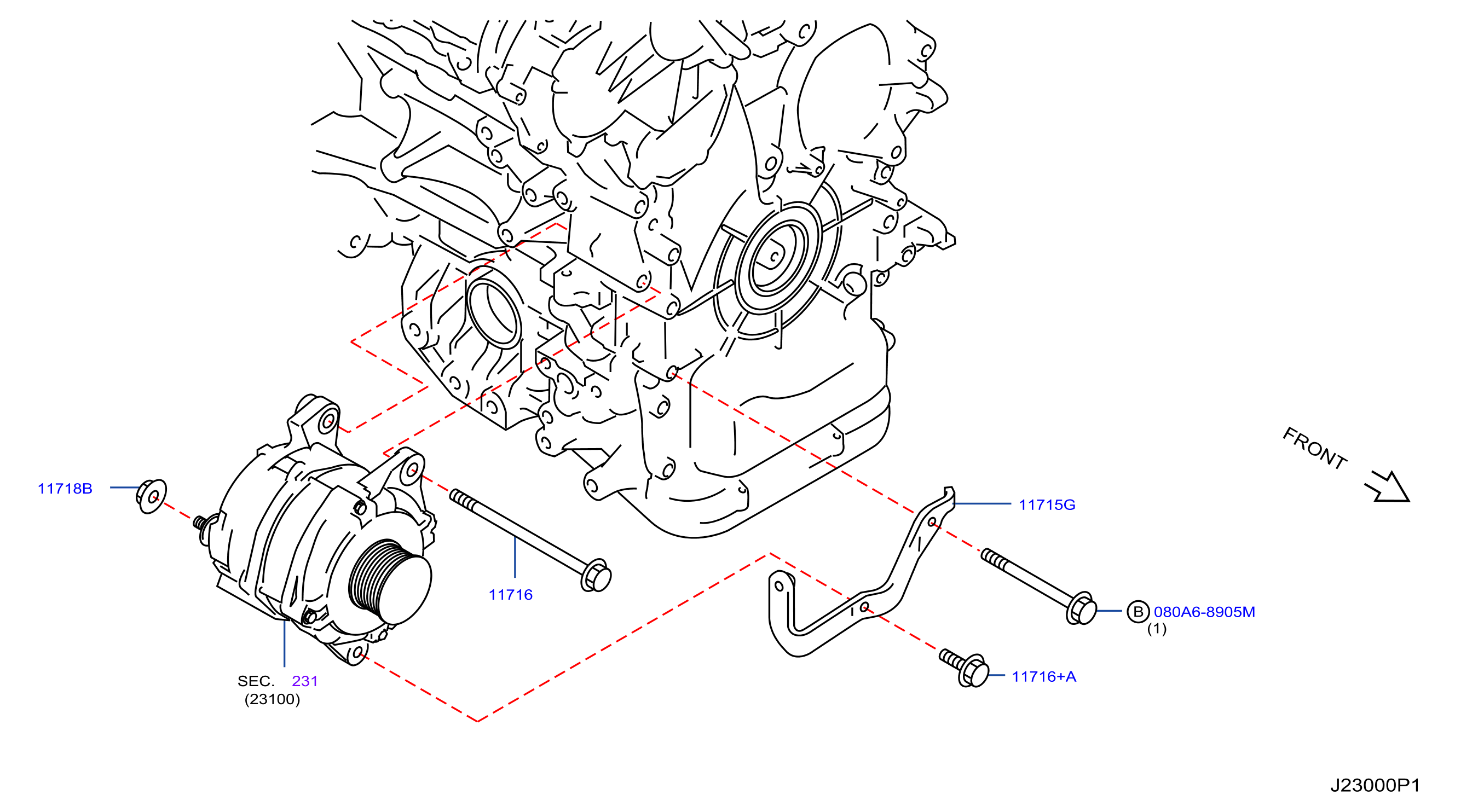 Diagram ALTERNATOR FITTING for your Nissan