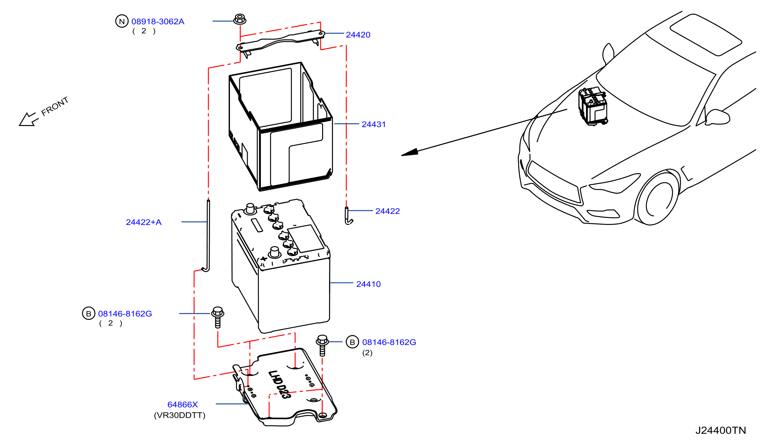 Diagram BATTERY & BATTERY MOUNTING for your INFINITI