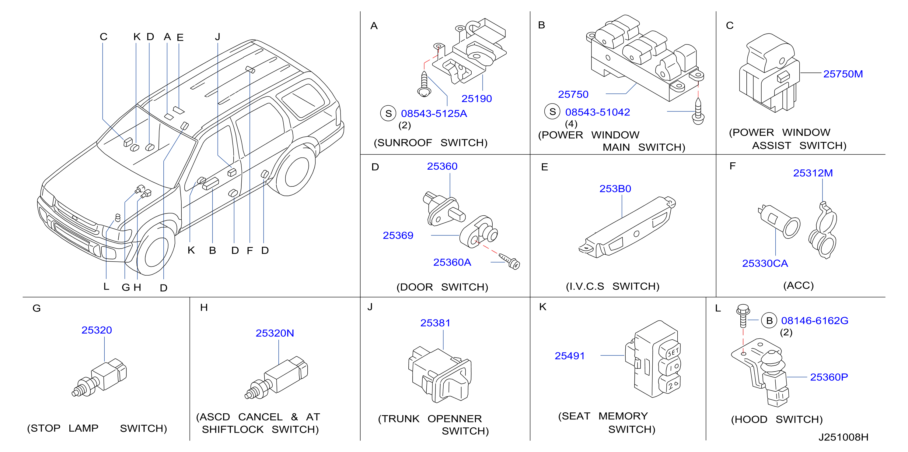 Diagram SWITCH for your 2006 INFINITI M35   