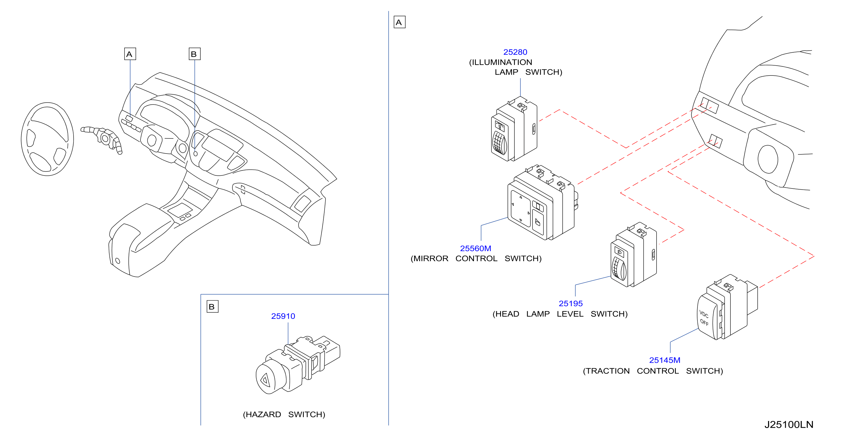 Diagram SWITCH for your 1994 INFINITI J30   