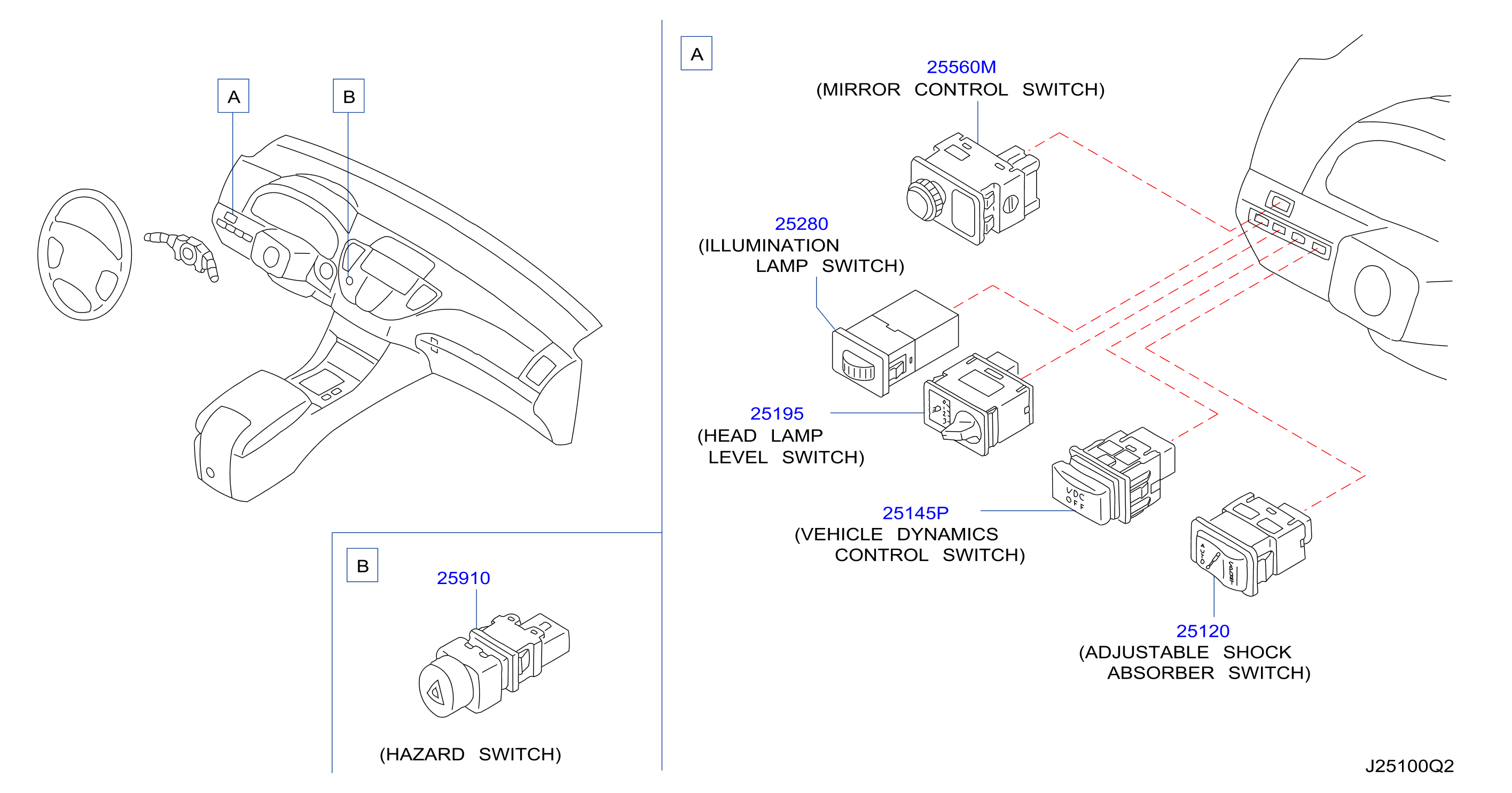 Diagram SWITCH for your 1993 INFINITI J30   