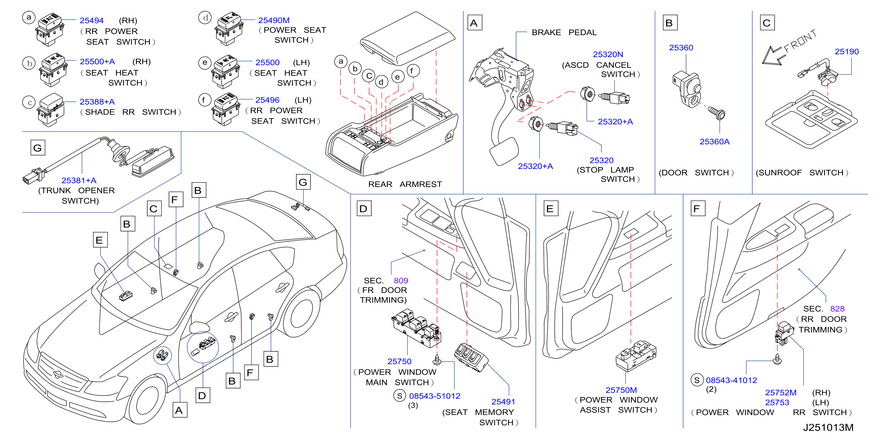 Diagram SWITCH for your 2009 INFINITI M45  SEDAN ADVANCED TECHNOLOGY 