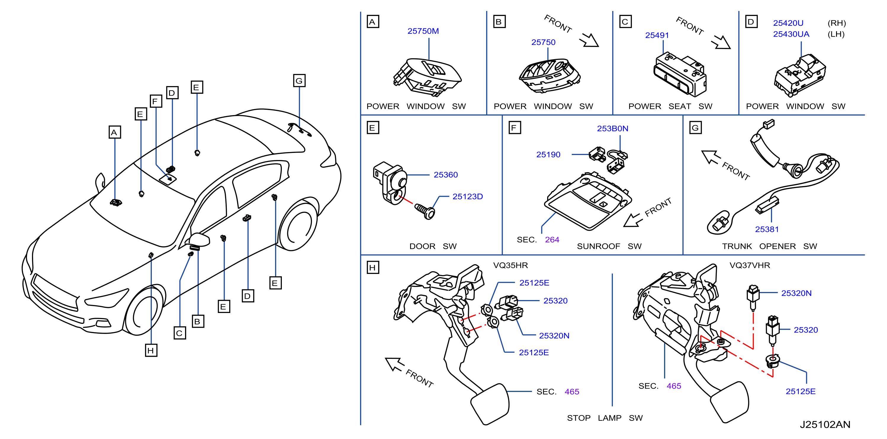 Diagram SWITCH for your 2010 INFINITI Q60   