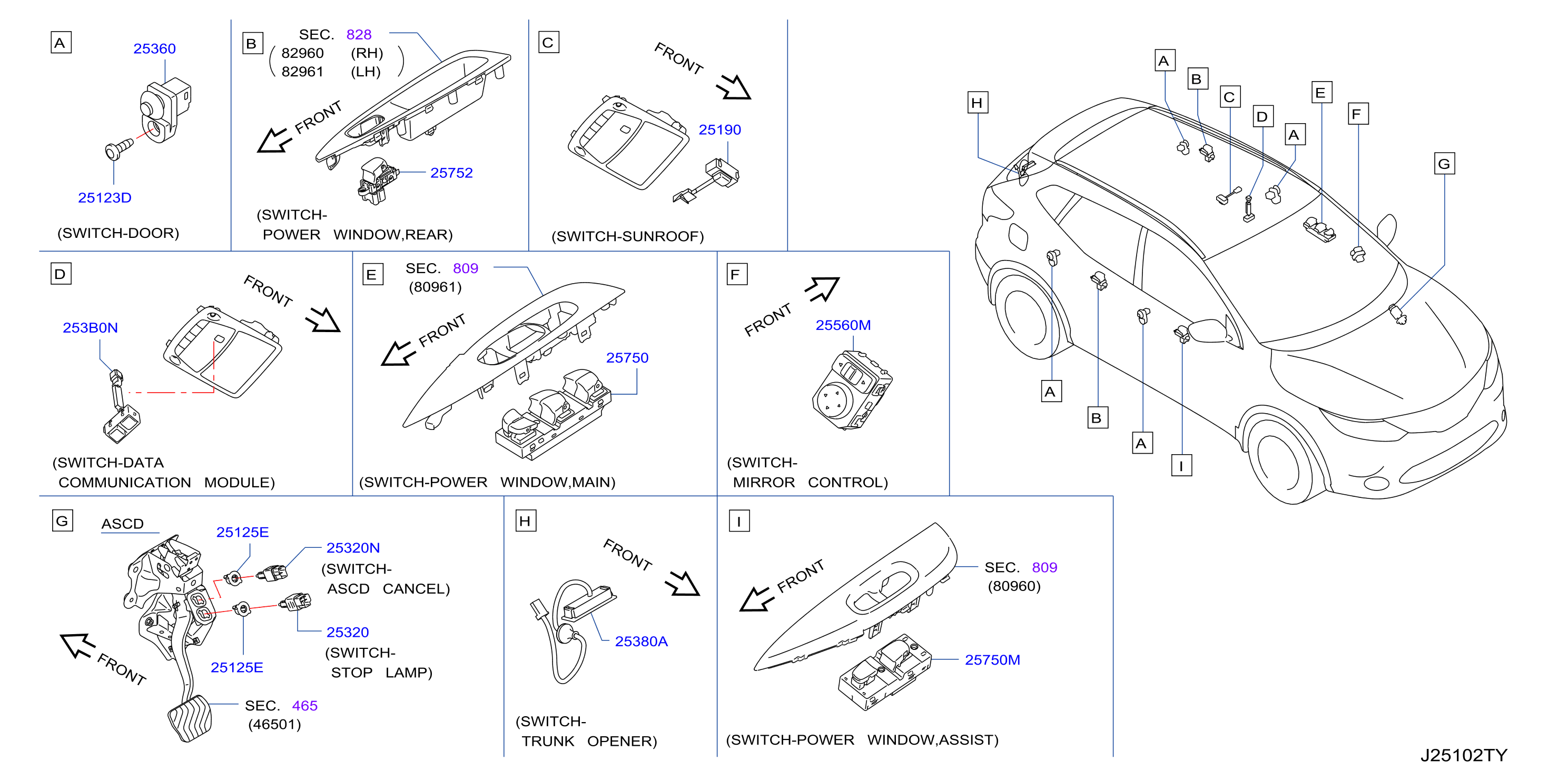 Diagram INTERRUPTOR for your 2022 Nissan Rogue Sport   