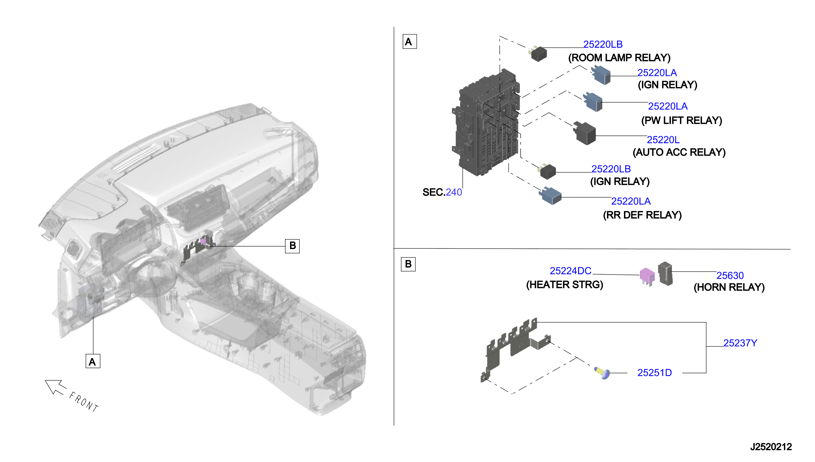 2020 Nissan Rogue PLATINUM 2ROW Relay Air Conditioner. Relay Chassis ...