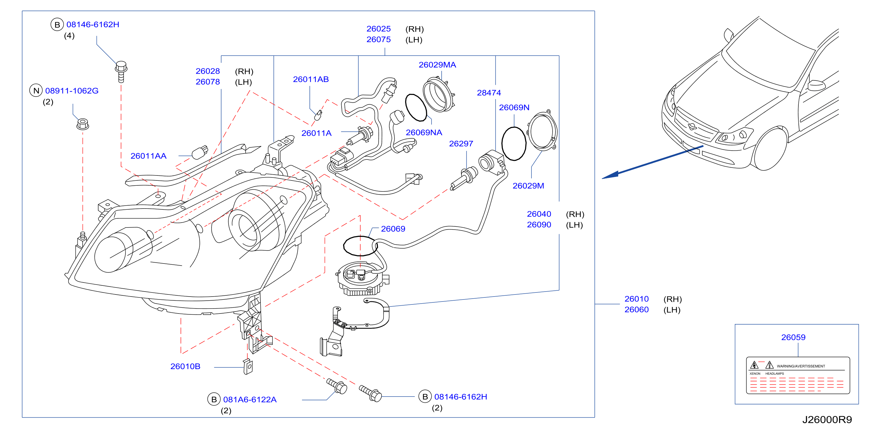 Diagram HEADLAMP for your 1991 INFINITI G20   