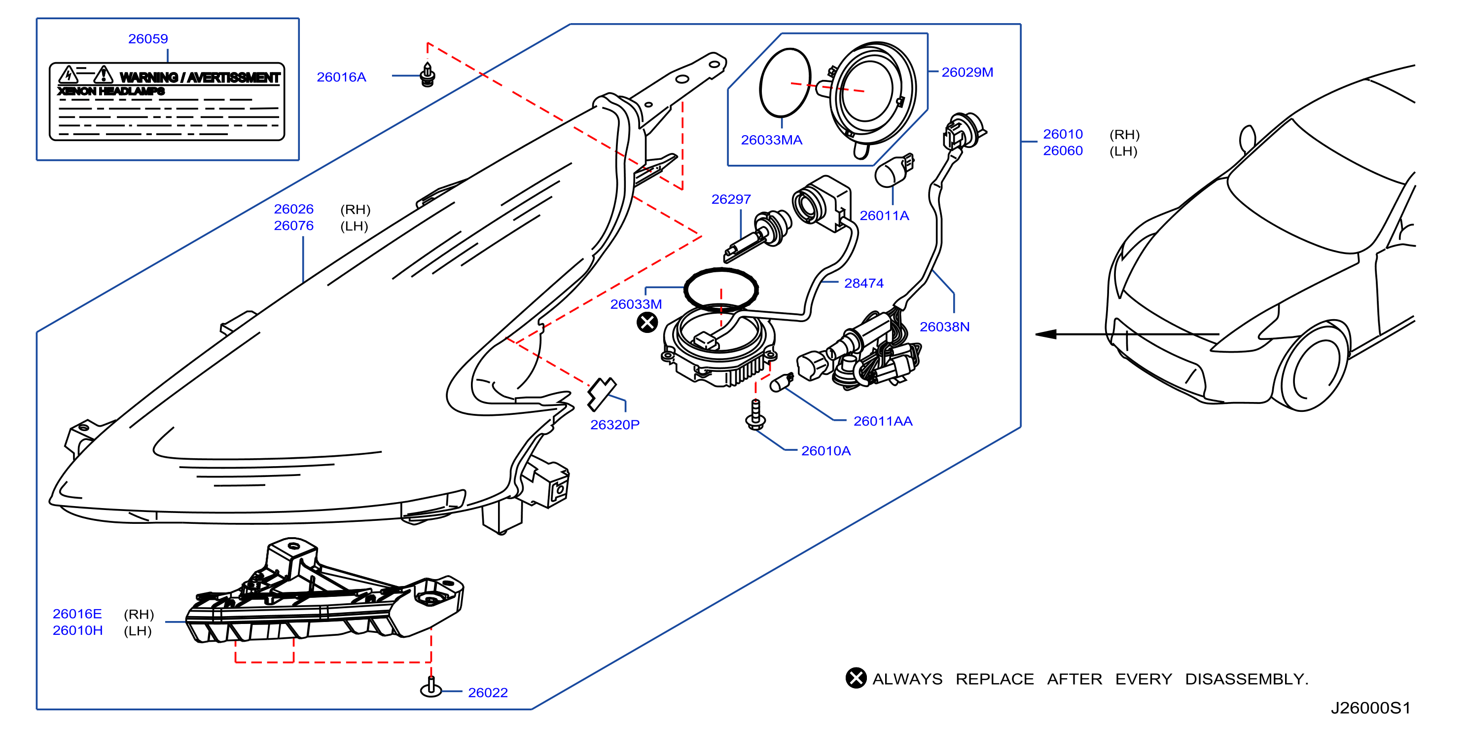 Diagram HEADLAMP for your Nissan