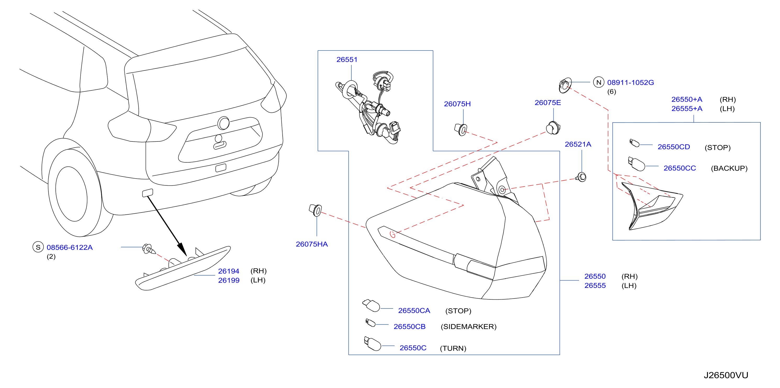 Diagram REAR COMBINATION LAMP for your 2012 Nissan Rogue   