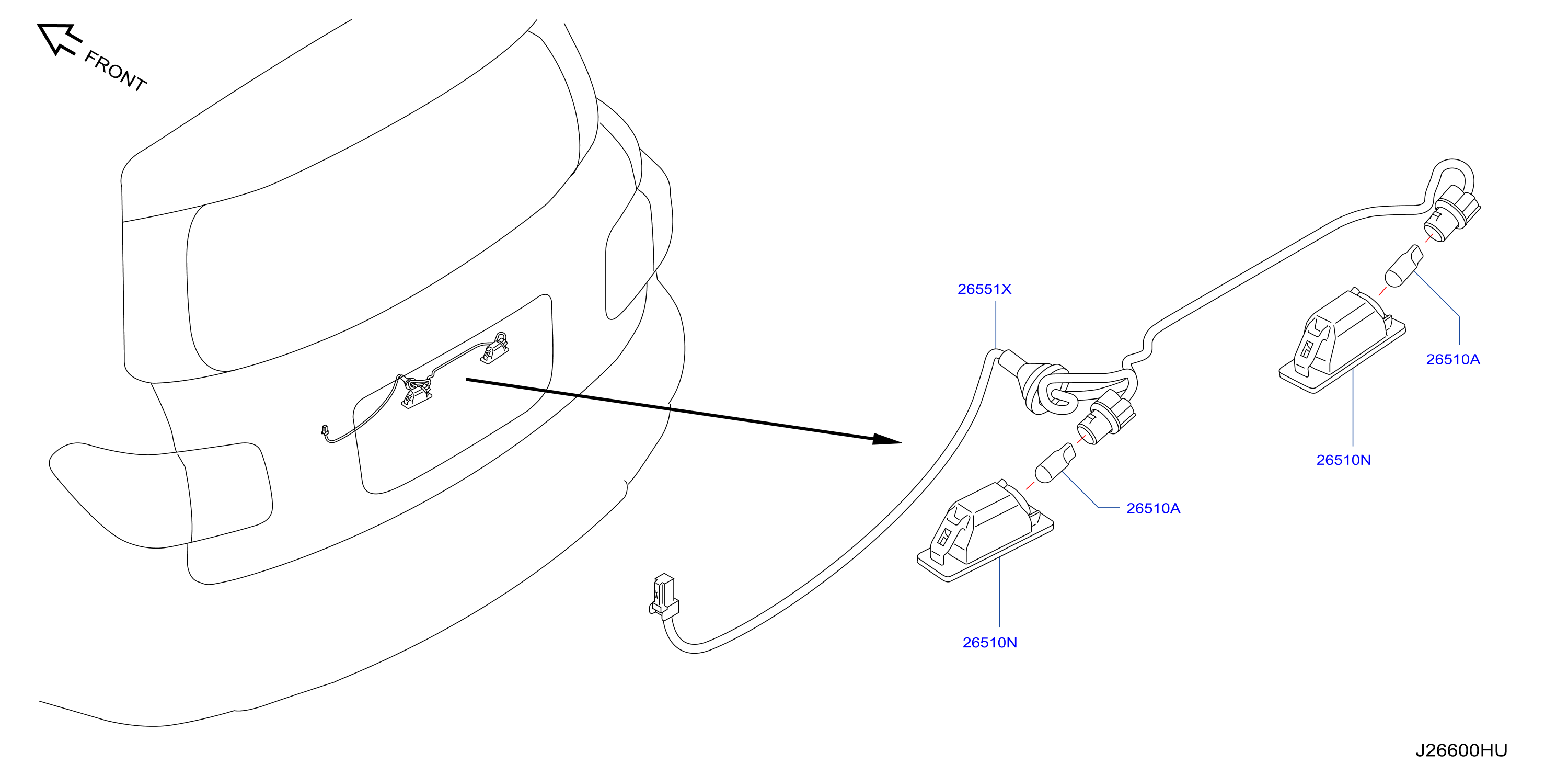 Diagram LICENCE PLATE LAMP for your 2011 Nissan Armada   