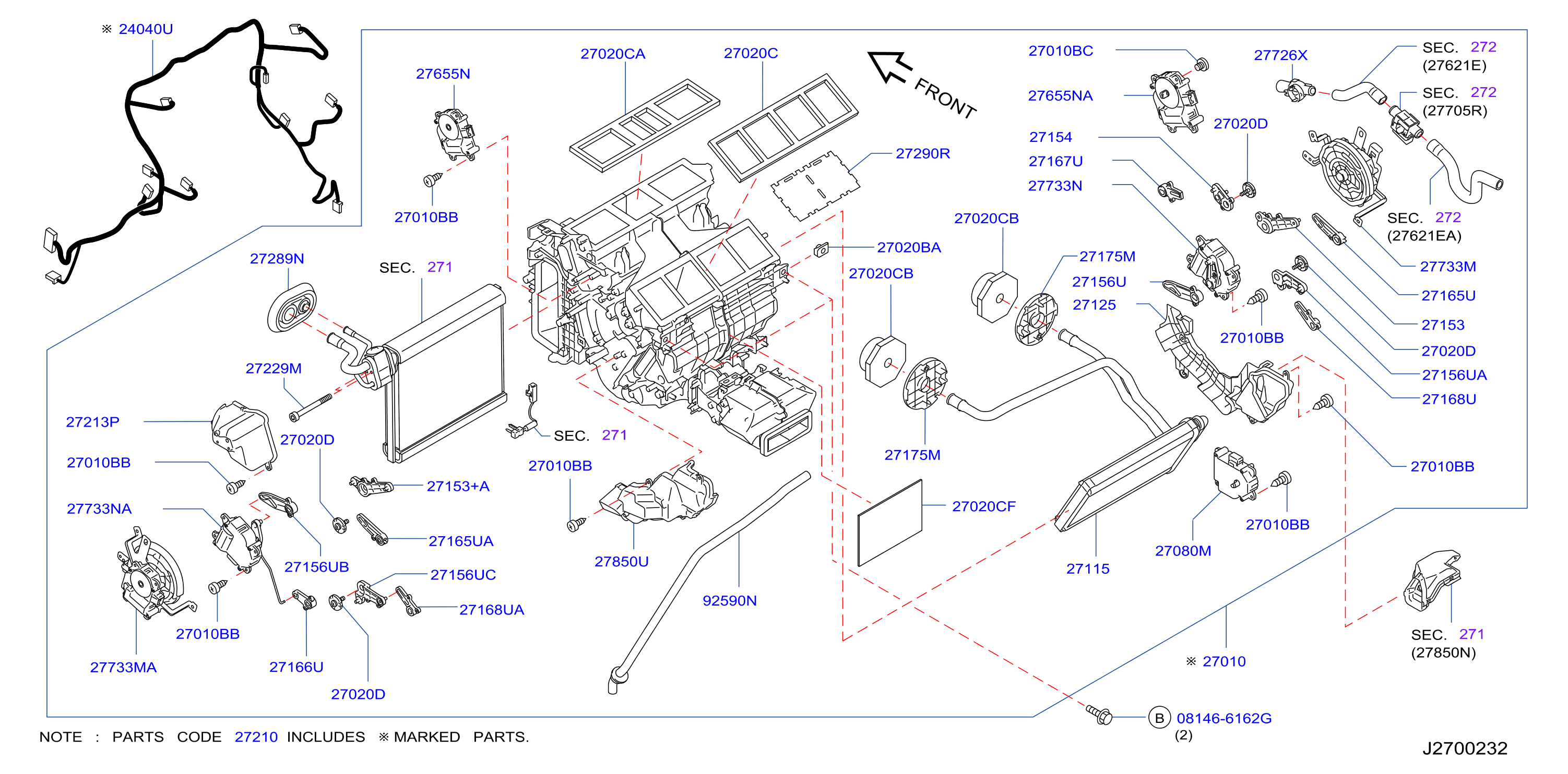 Diagram HEATER & BLOWER UNIT for your 1990 INFINITI M30   