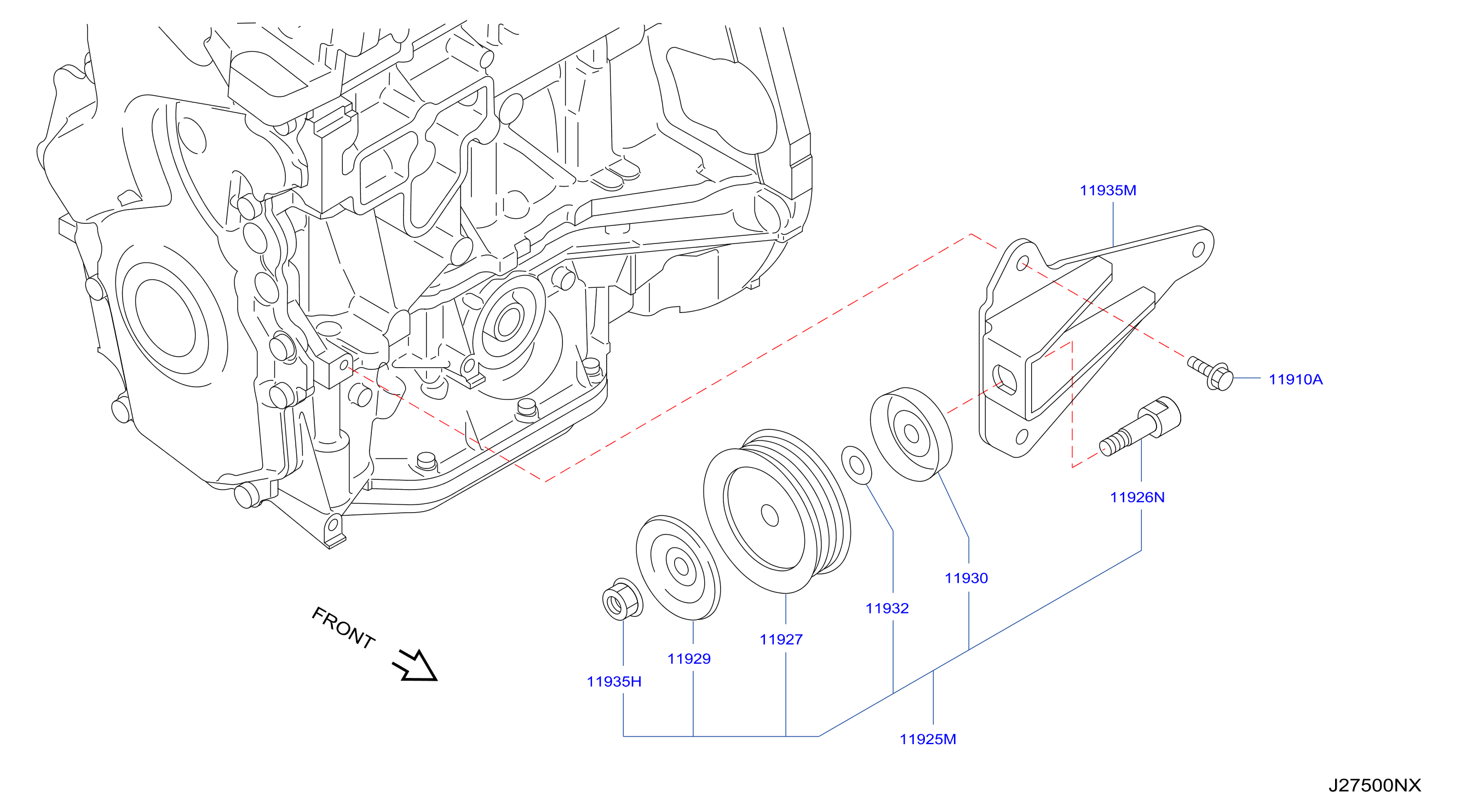 Diagram COMPRESSOR MOUNTING & FITTING for your Nissan