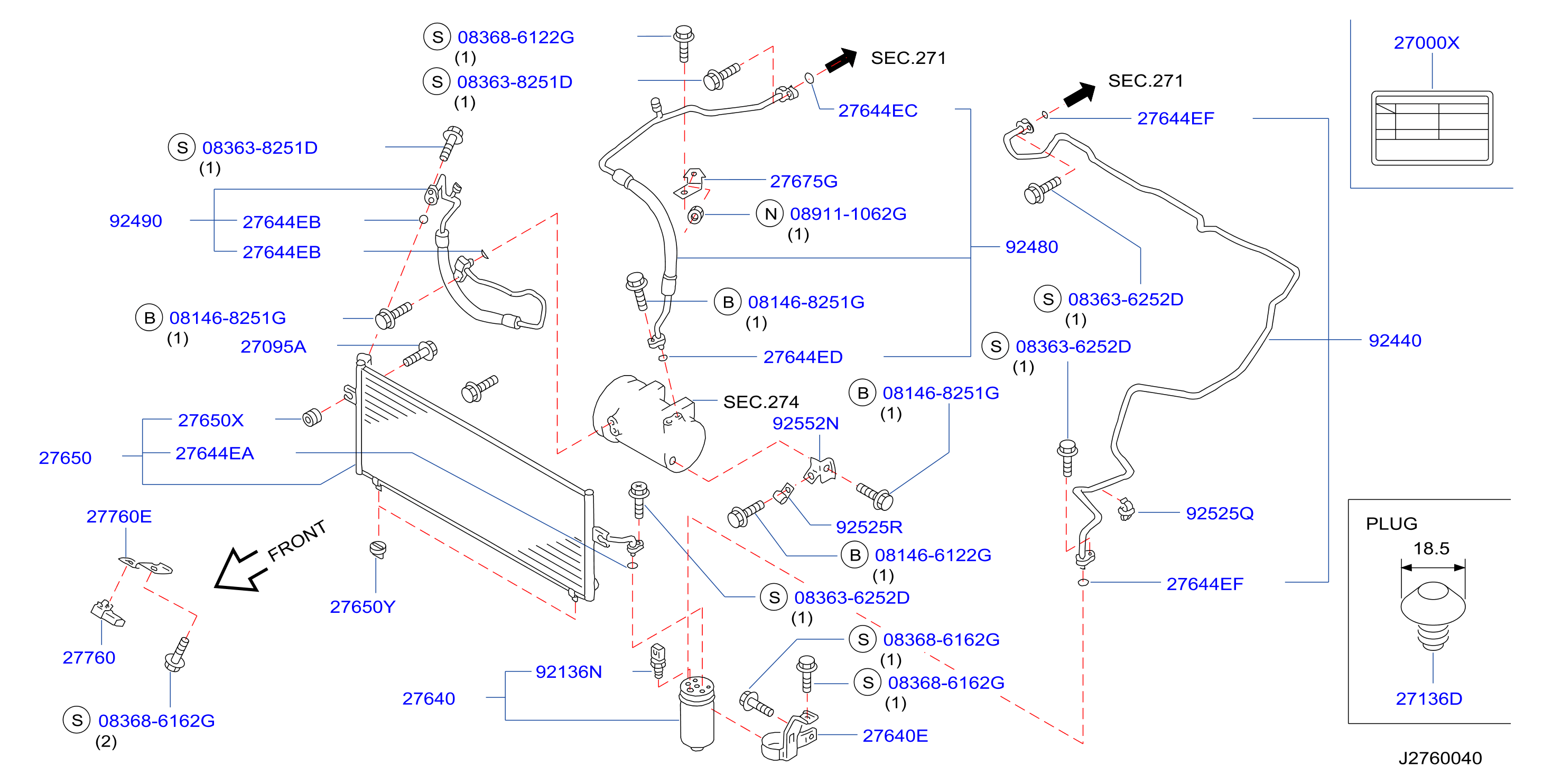 Diagram CONDENSADOR, DEPÓSITO LÍQUIDO Y TUBERÍA for your INFINITI