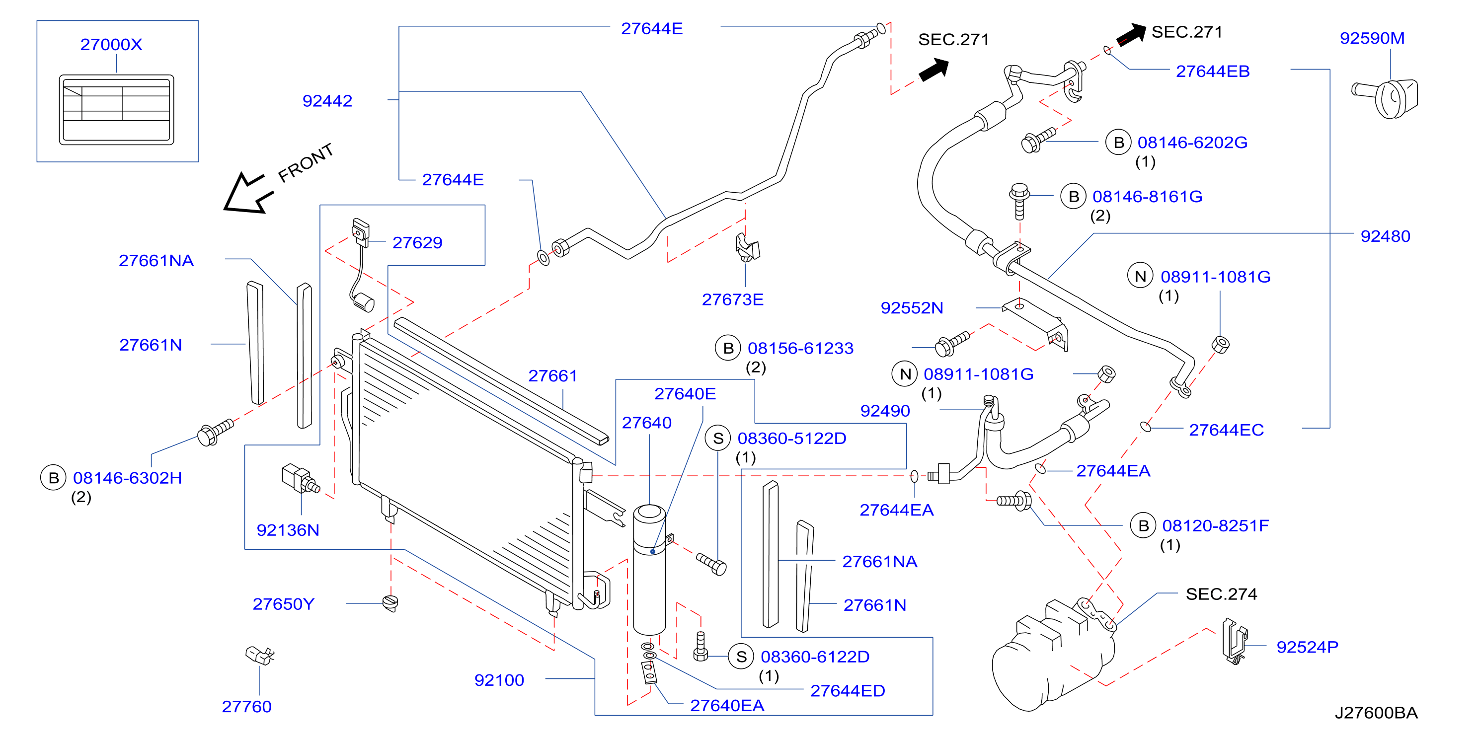 Diagram CONDENSER,LIQUID TANK & PIPING for your 2006 INFINITI M35   