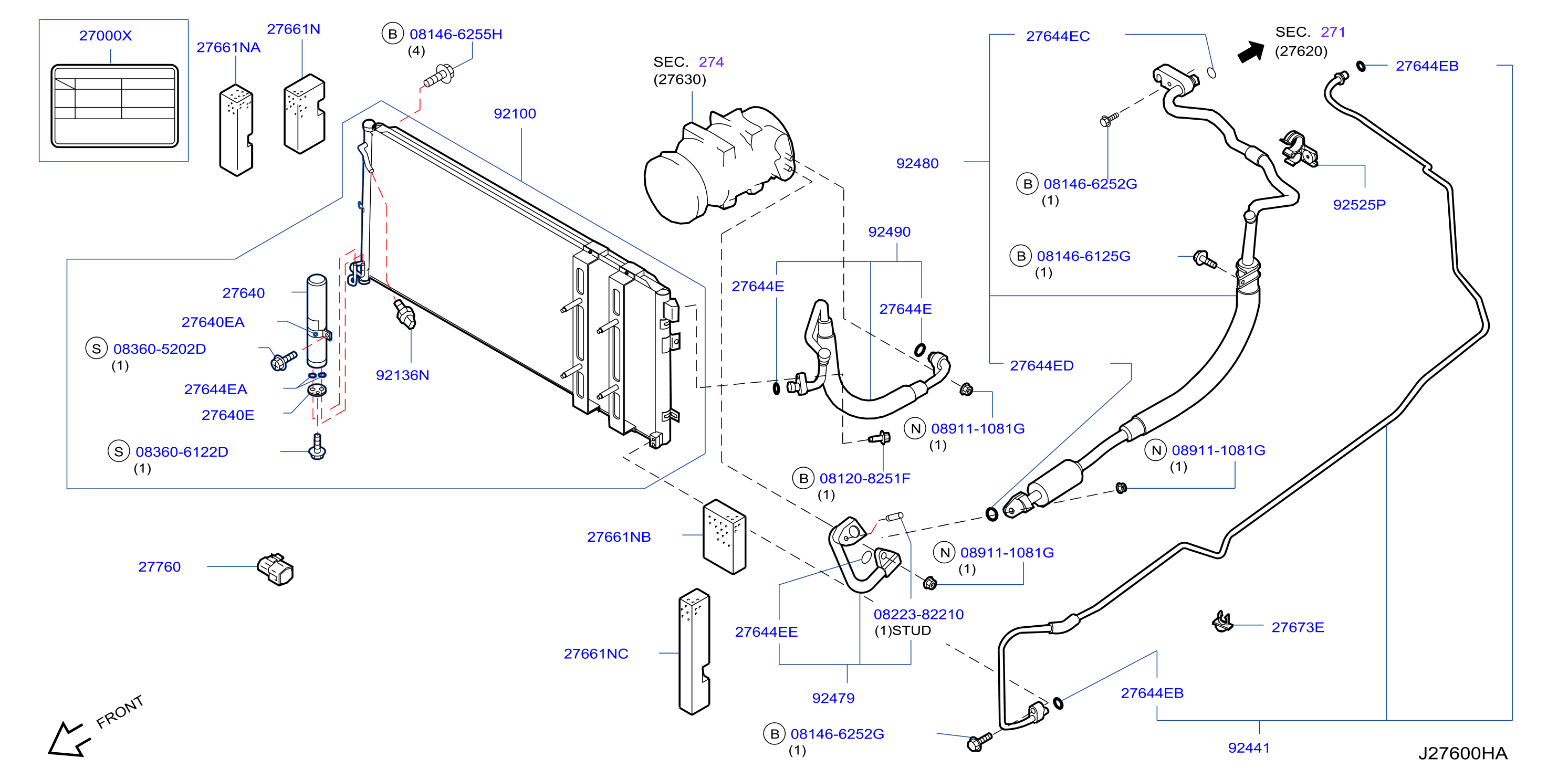 Diagram CONDENSER,LIQUID TANK & PIPING for your 2004 INFINITI M45   