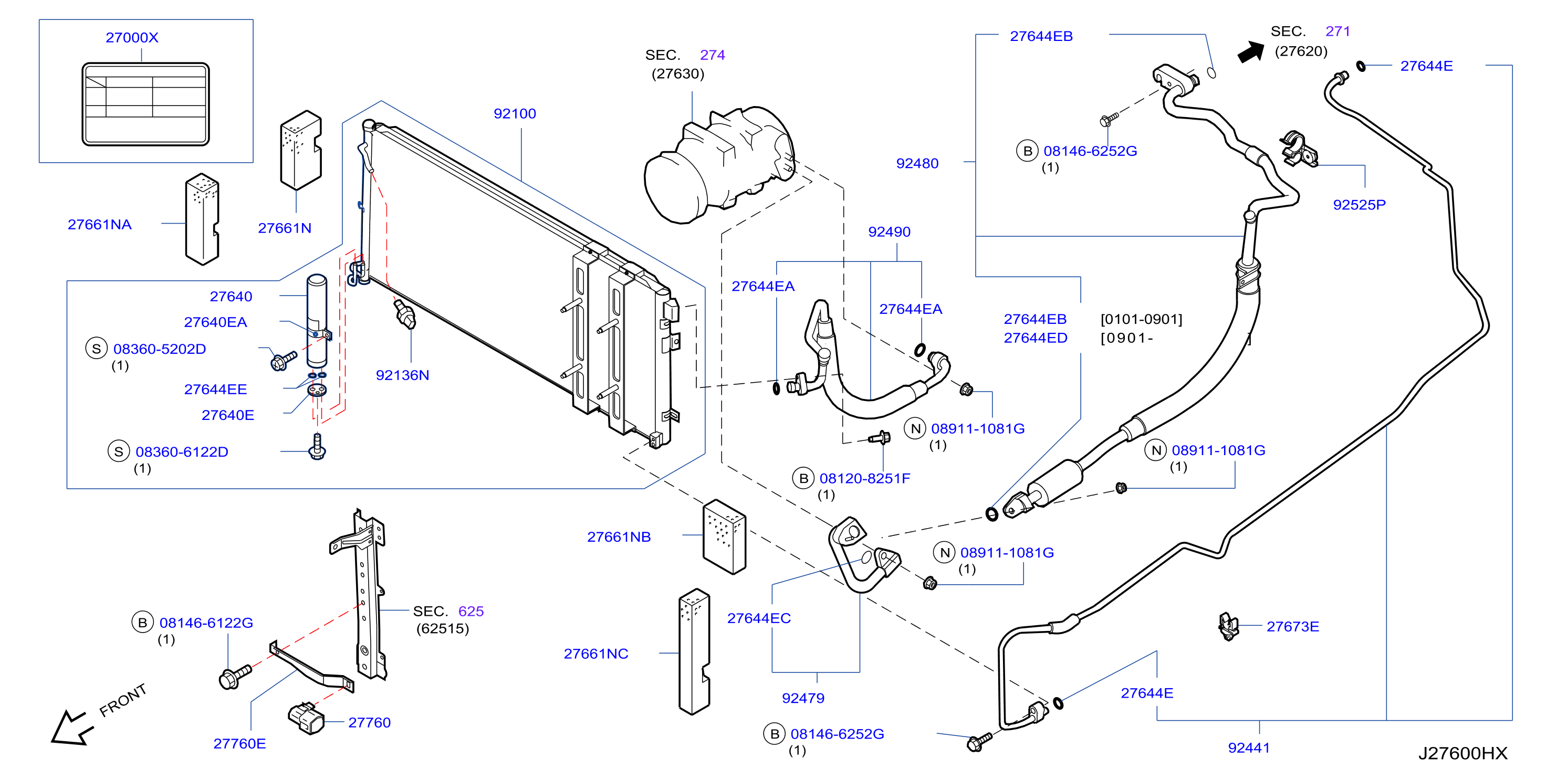 Diagram CONDENSER,LIQUID TANK & PIPING for your 2006 INFINITI Q45   