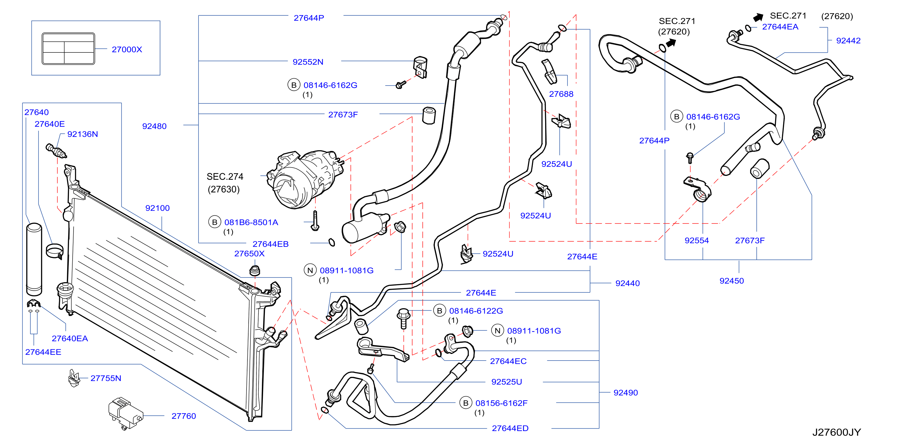 Diagram CONDENSER,LIQUID TANK & PIPING for your 2003 INFINITI FX35   