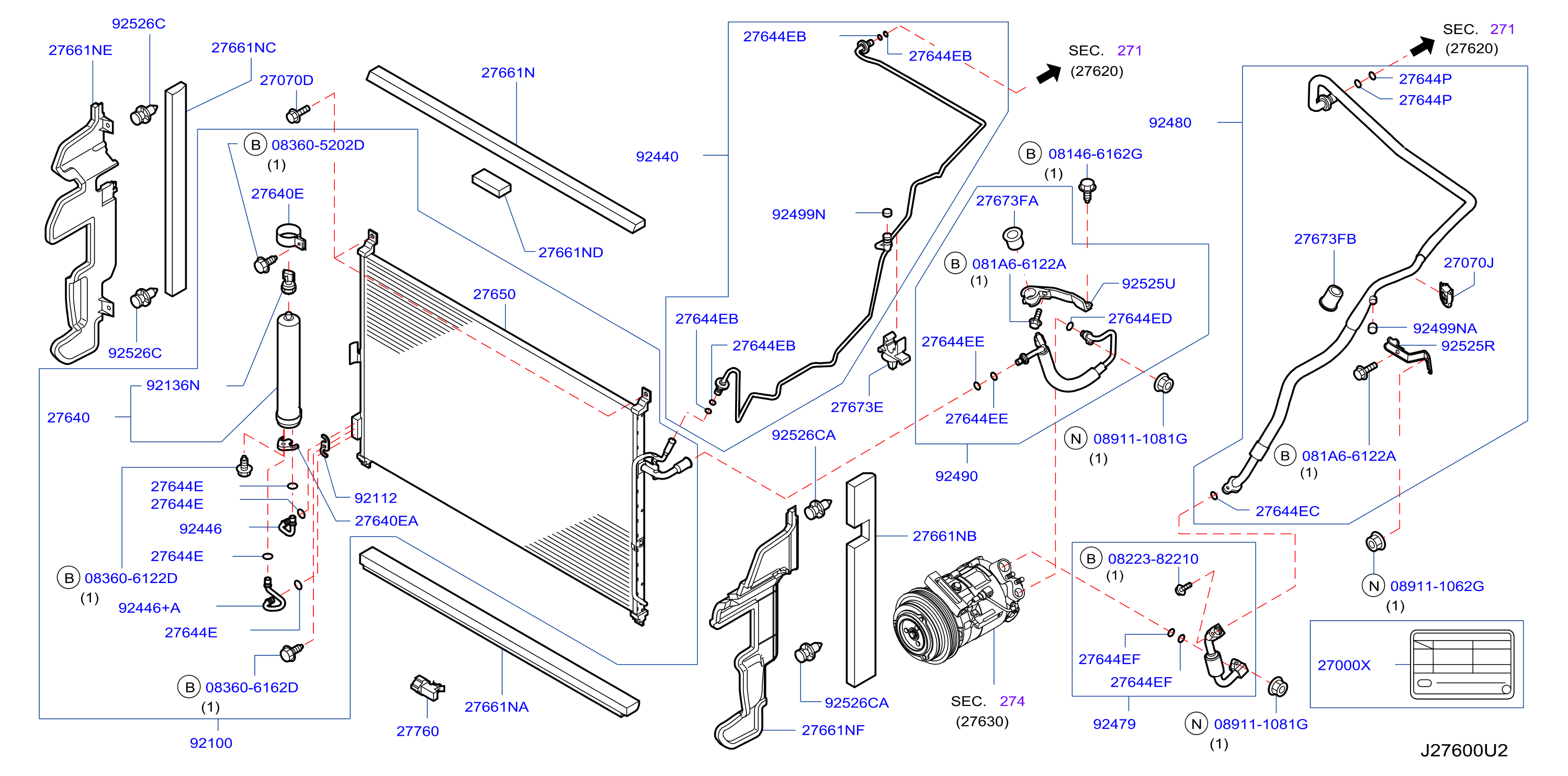 Diagram CONDENSER,LIQUID TANK & PIPING for your 2009 INFINITI M45  SEDAN ADVANCED TECHNOLOGY 
