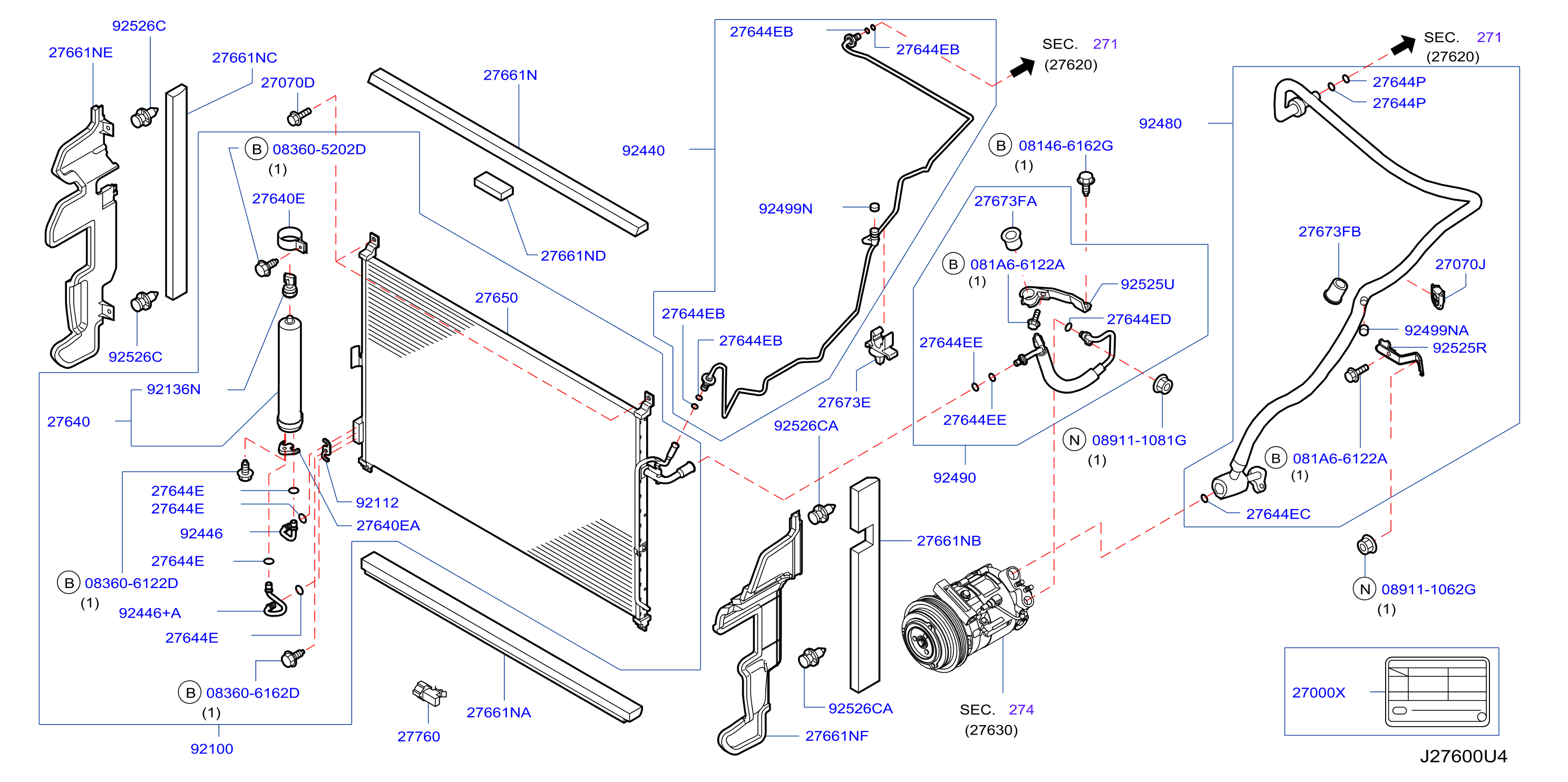 Diagram CONDENSER,LIQUID TANK & PIPING for your 2007 INFINITI M35   