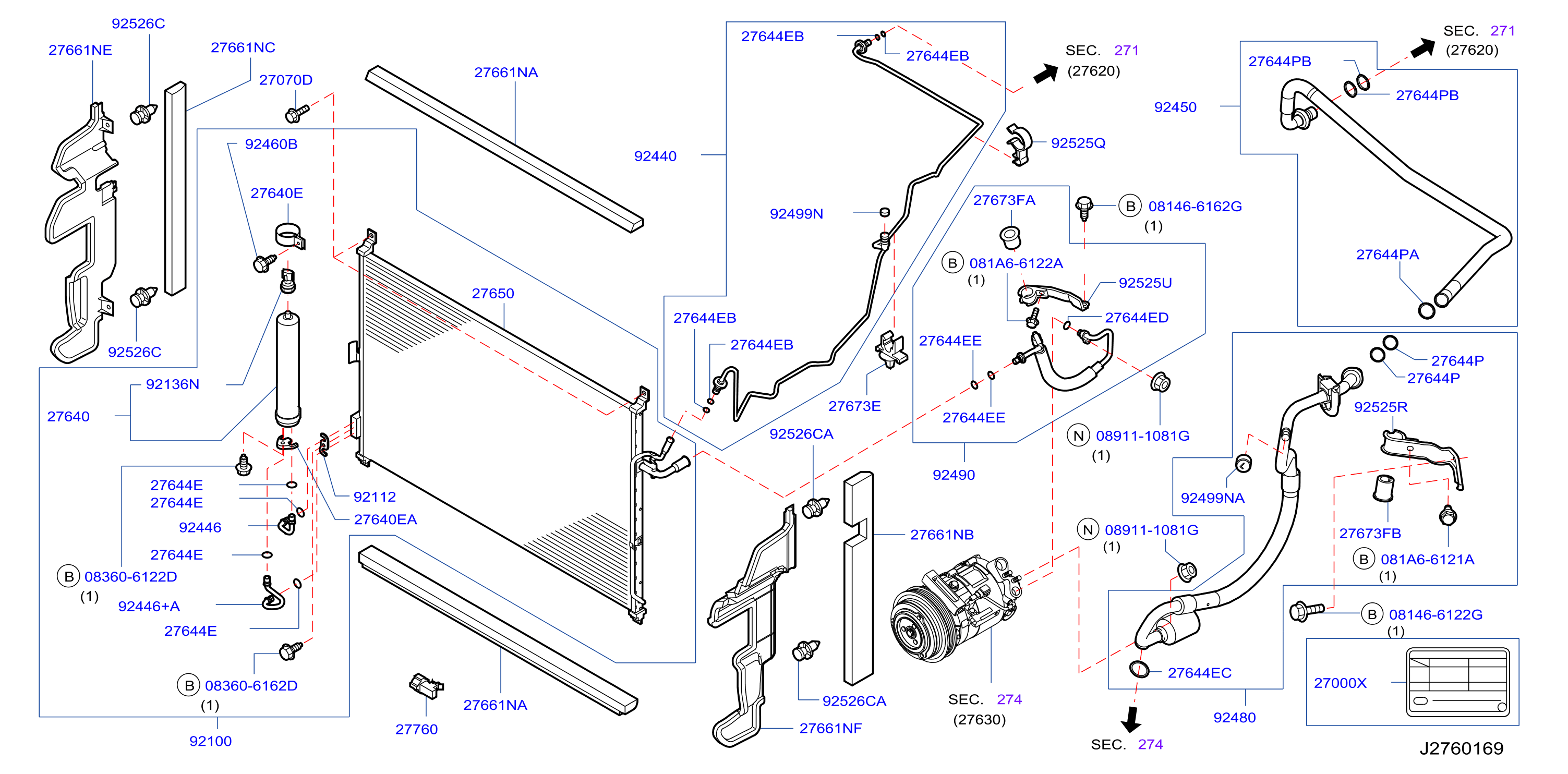 Diagram CONDENSER,LIQUID TANK & PIPING for your 2009 INFINITI M45   