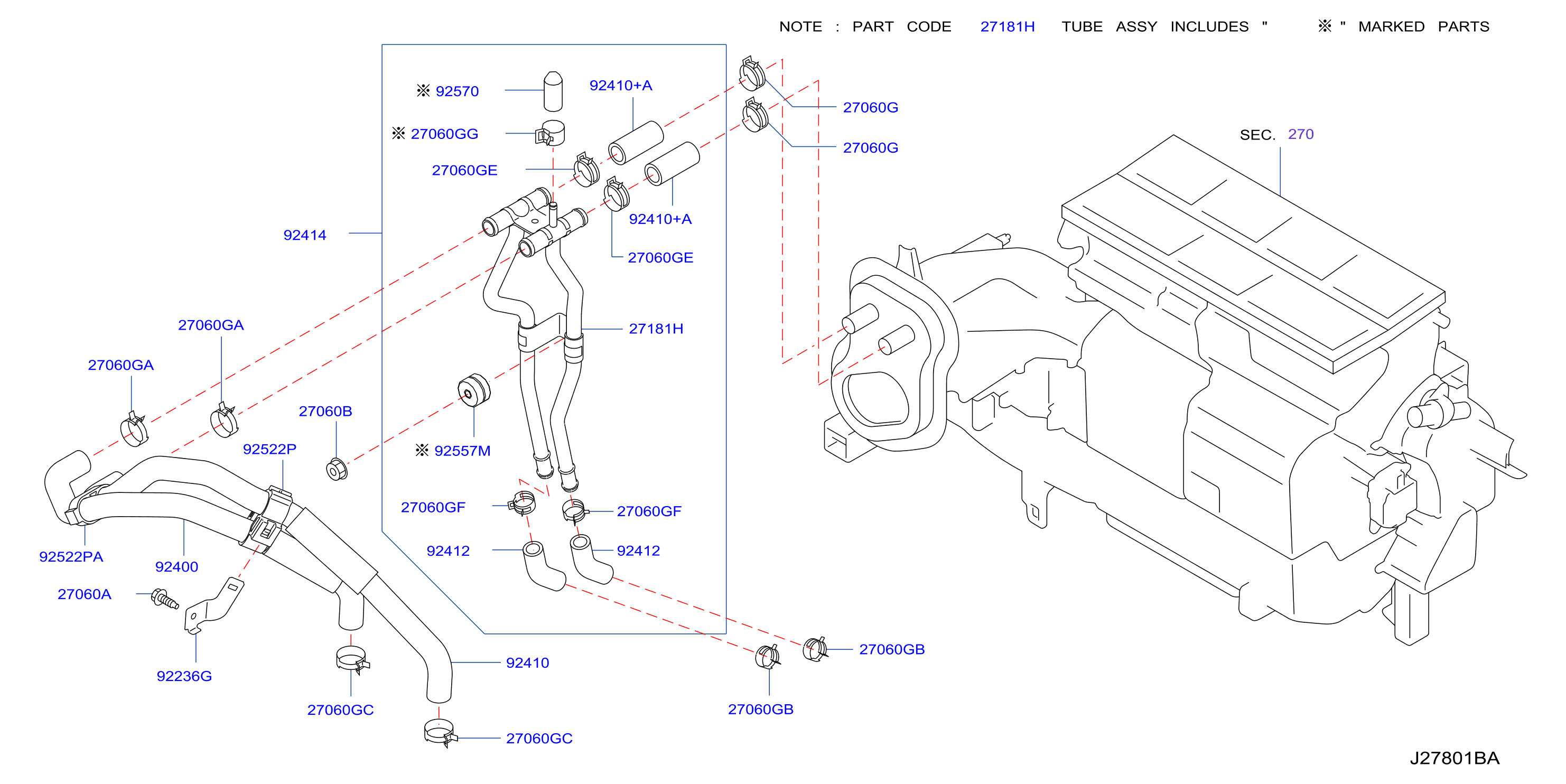 Diagram TUBERÍA DE CALEFACCIÓN for your 2020 INFINITI Q60  2.0L Turbo AT 4WD 