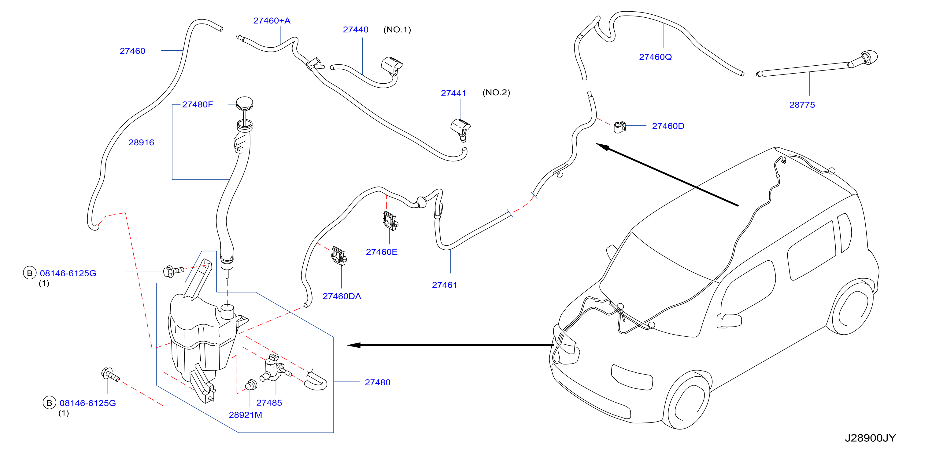 Diagram LAVADOR DEL PARABRISAS for your 2001 Nissan Frontier   